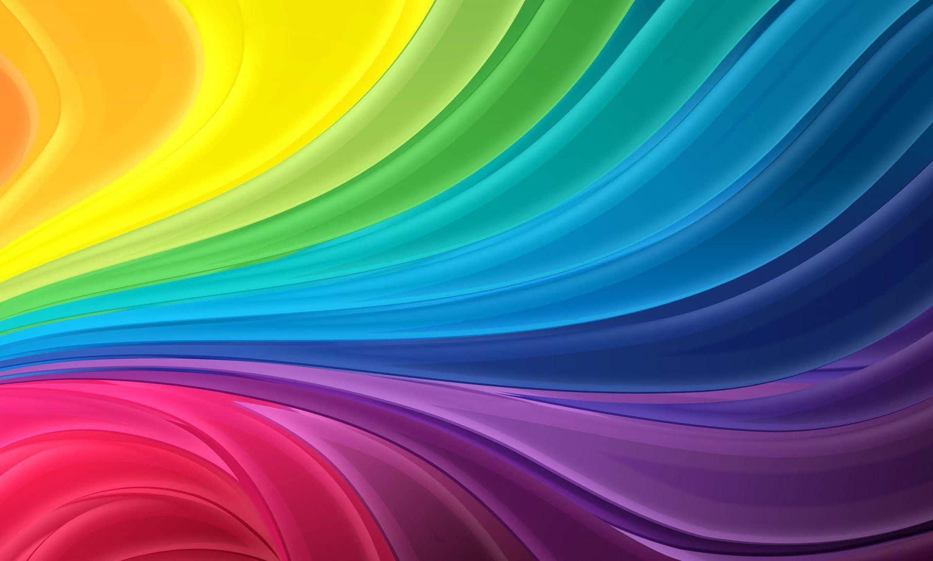 Rainbow Colours 桌布 壁紙 — 充滿活力的彩虹色流體波浪以平滑漸變對角線流過畫面。
