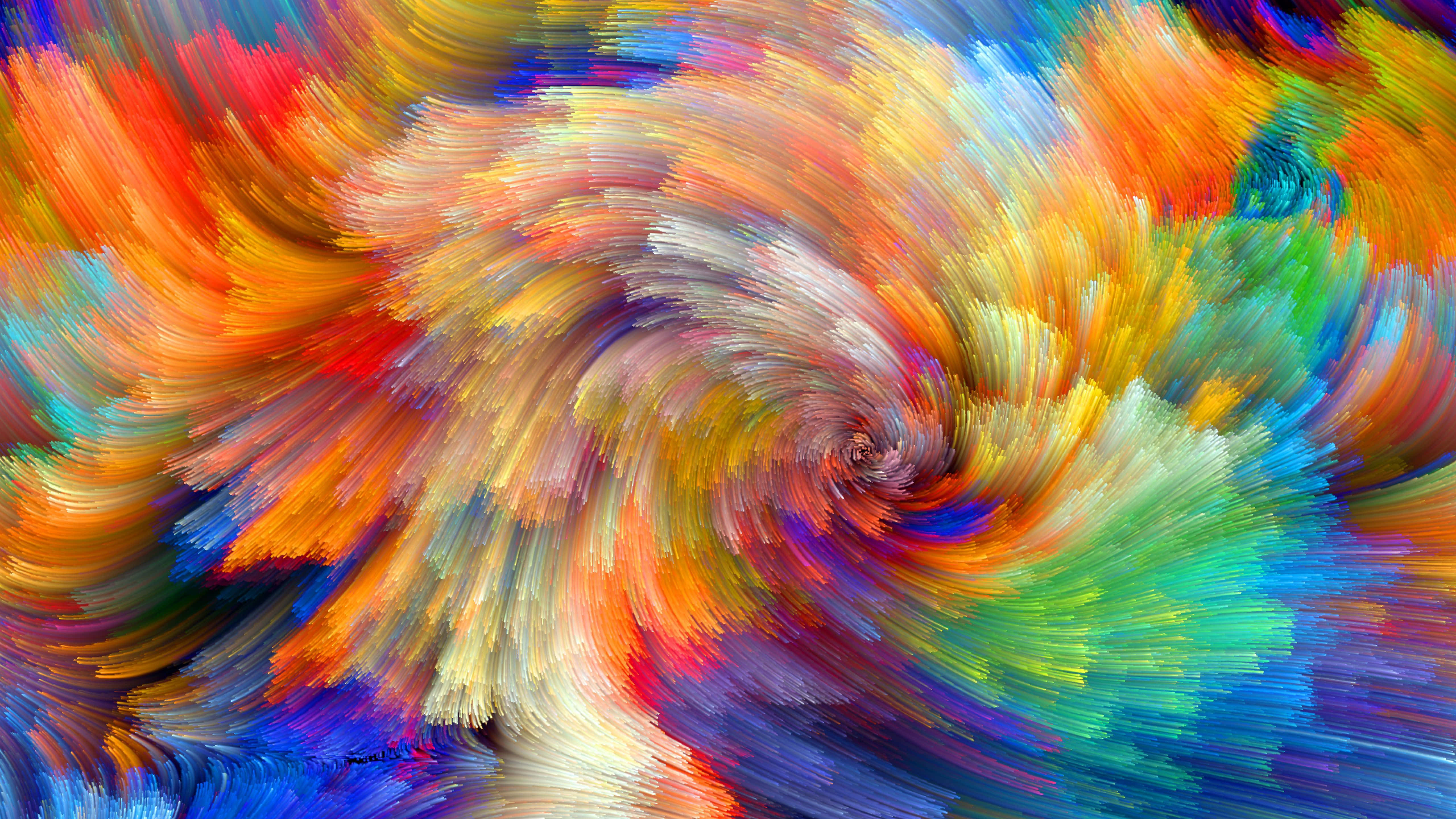 Vibrant 桌布 壁紙 — 充滿活力的彩虹色漩渦筆觸匯聚成一個動態的中心漩渦。