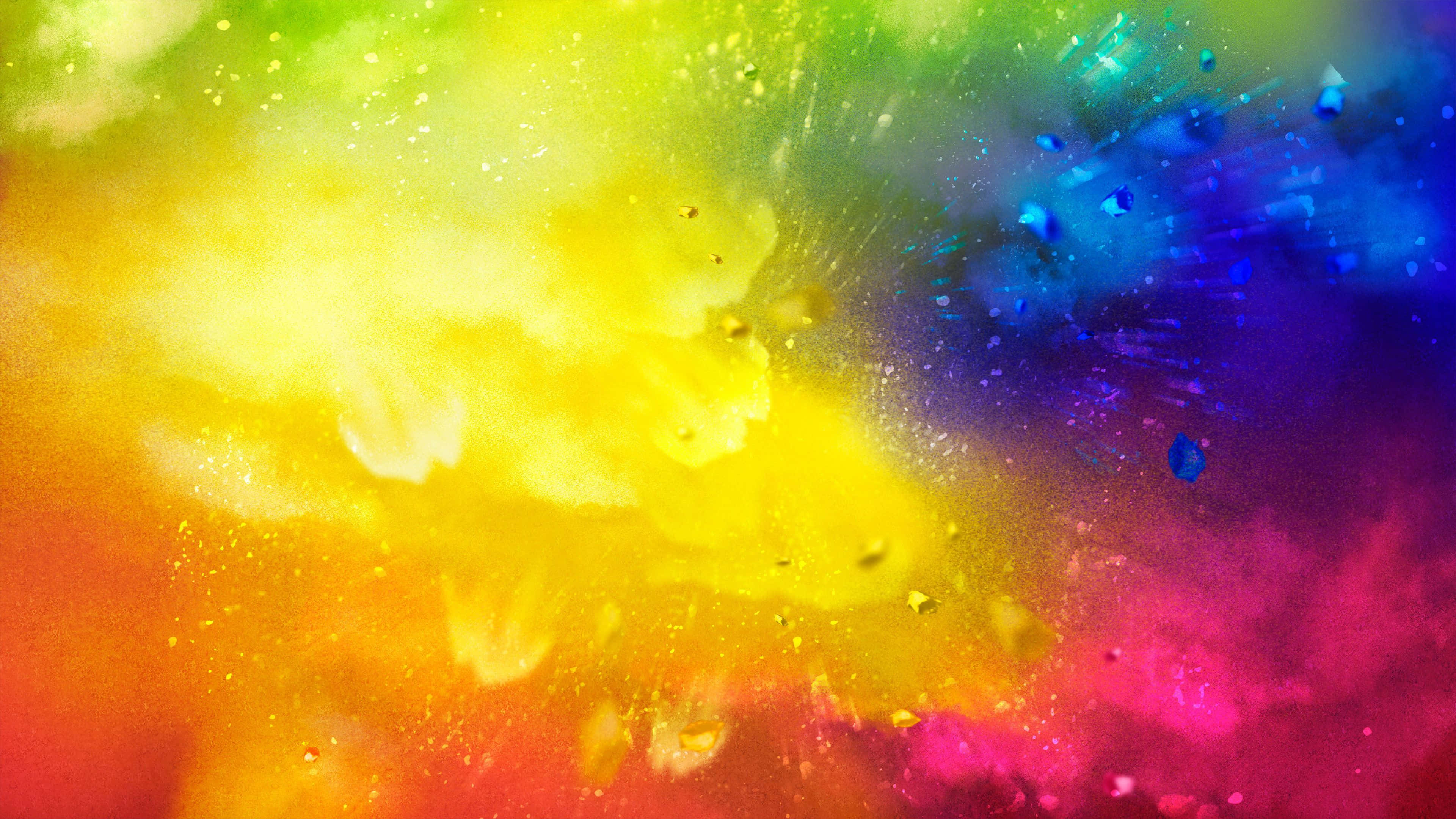 colors 桌布 壁紙 — 充滿活力的彩虹色粉末粒子在動態運動中爆發穿過畫面。
