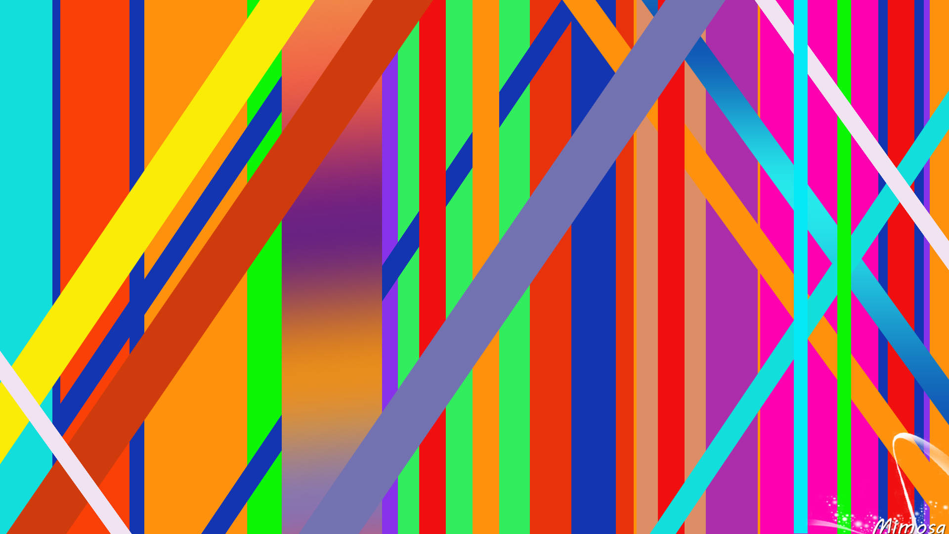 Stripes 桌布 壁紙 — 充滿活力的彩虹色調斜紋條紋，搭配漸變色調，營造出動態的抽象構圖。