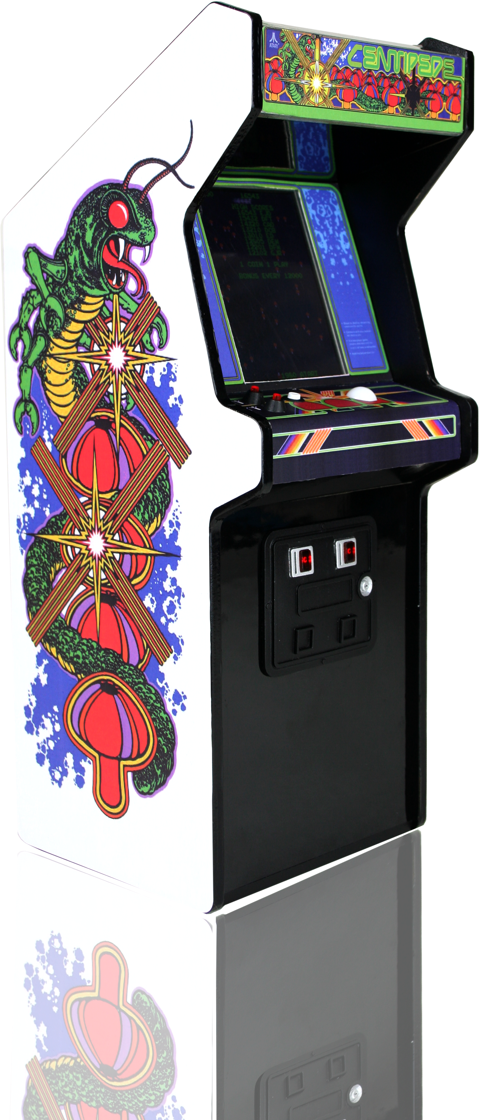Machine 桌布 壁紙 — 充滿活力的復古街機，帶有綠色蛇形圖案和發光螢幕，背景為黑色。
