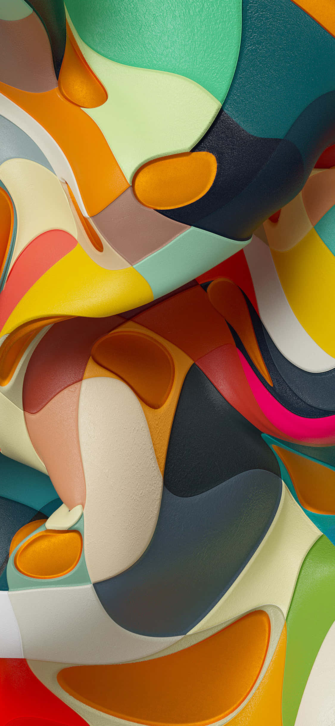 3d Abstract 桌布 壁紙 — 充滿活力的抽象3D渲染形狀，流暢曲線和大膽色彩，創造出動態紋理構圖。