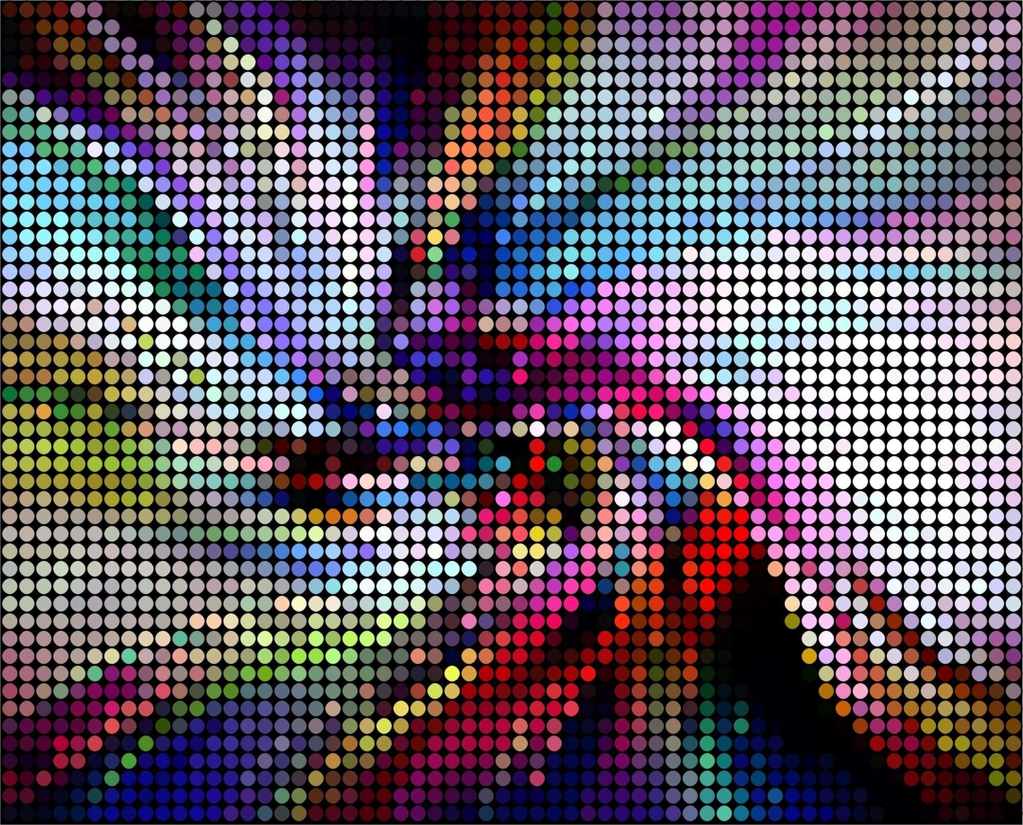 Neon Colors 桌布 壁紙 — 充滿活力的抽象圖案，由多色圓點組成，形成帶有發光色調的動態馬賽克。