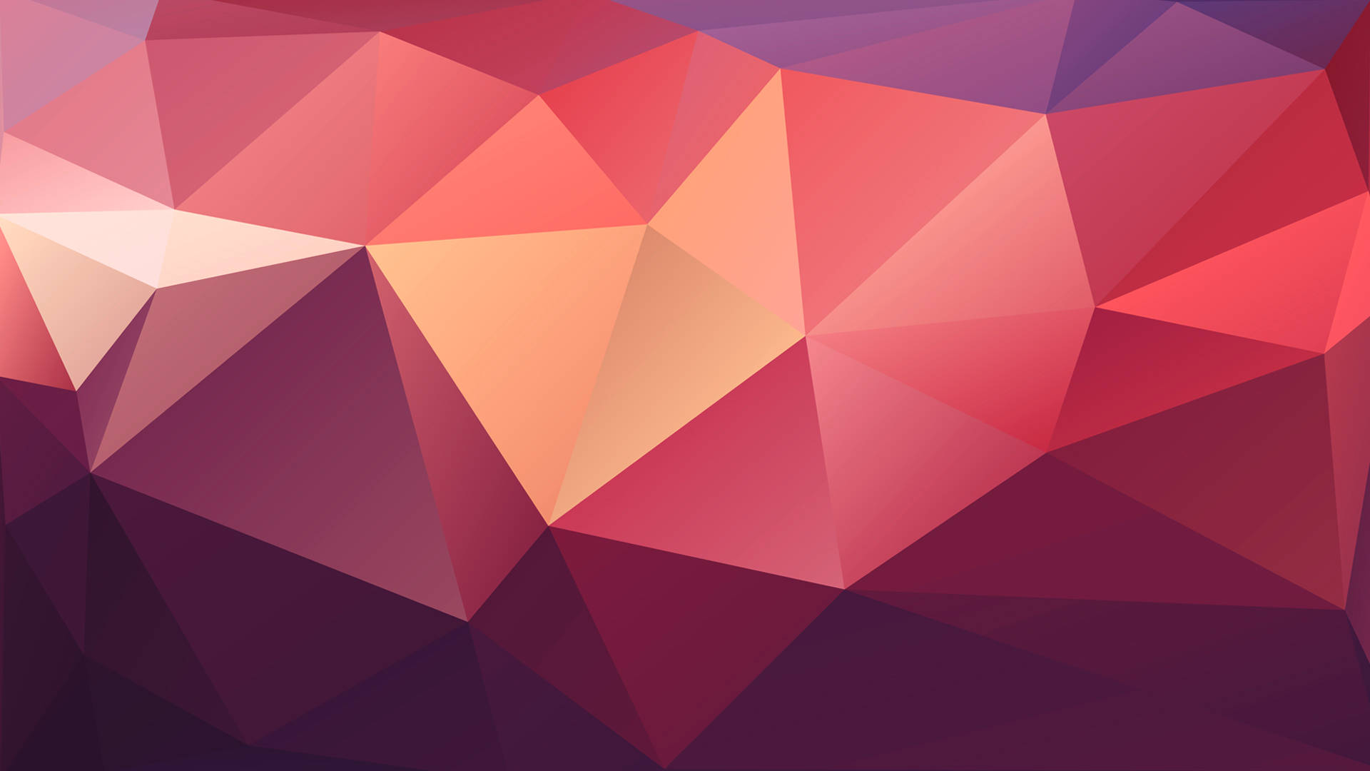 Polygon 桌布 壁紙 — 充滿活力的抽象壁紙，具有幾何多邊形形狀，漸變色調為紅色、粉紅色和紫色。
