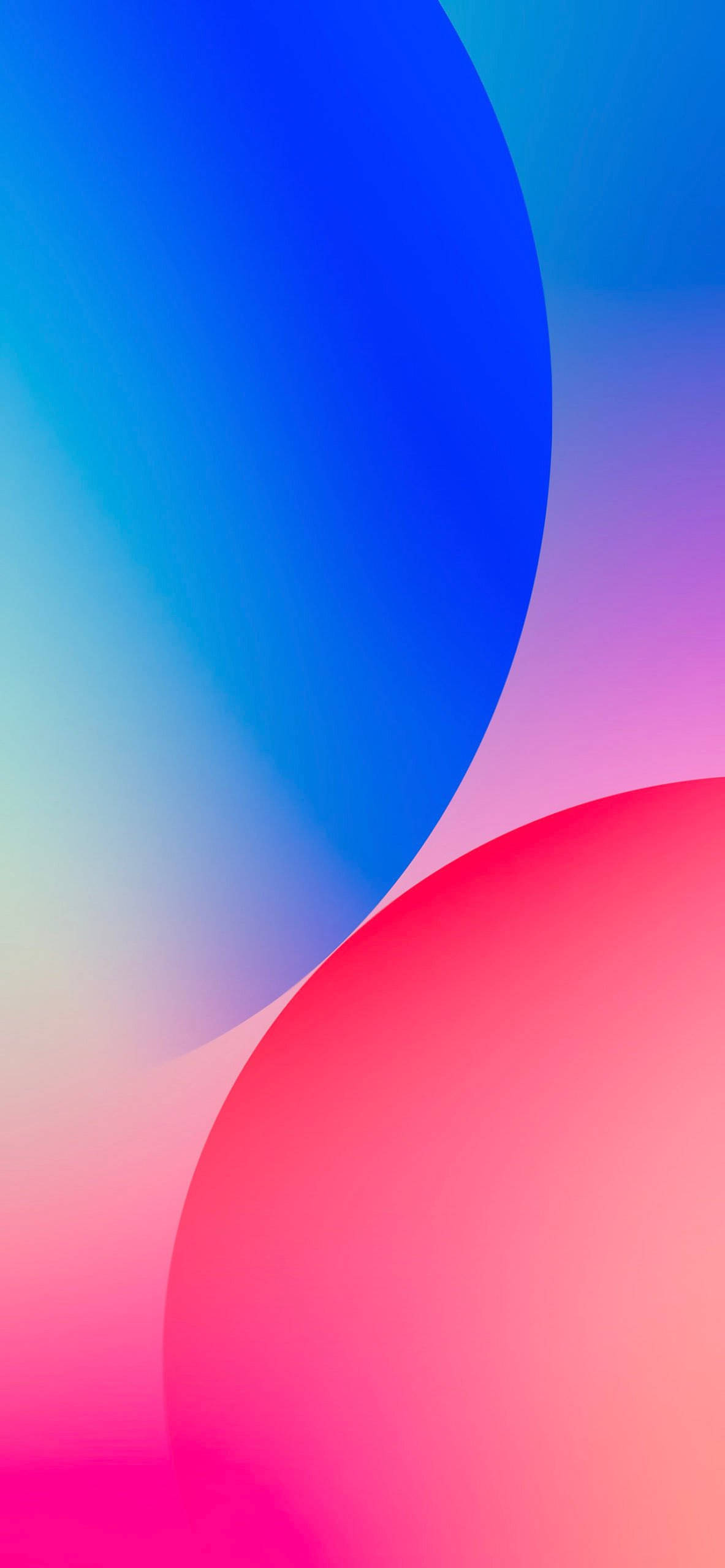 iOS 16 壁紙 桌布 壁紙 — 充滿活力的抽象壁紙，在柔和的粉彩背景上重疊藍色和粉紅色的漸變圓圈。
