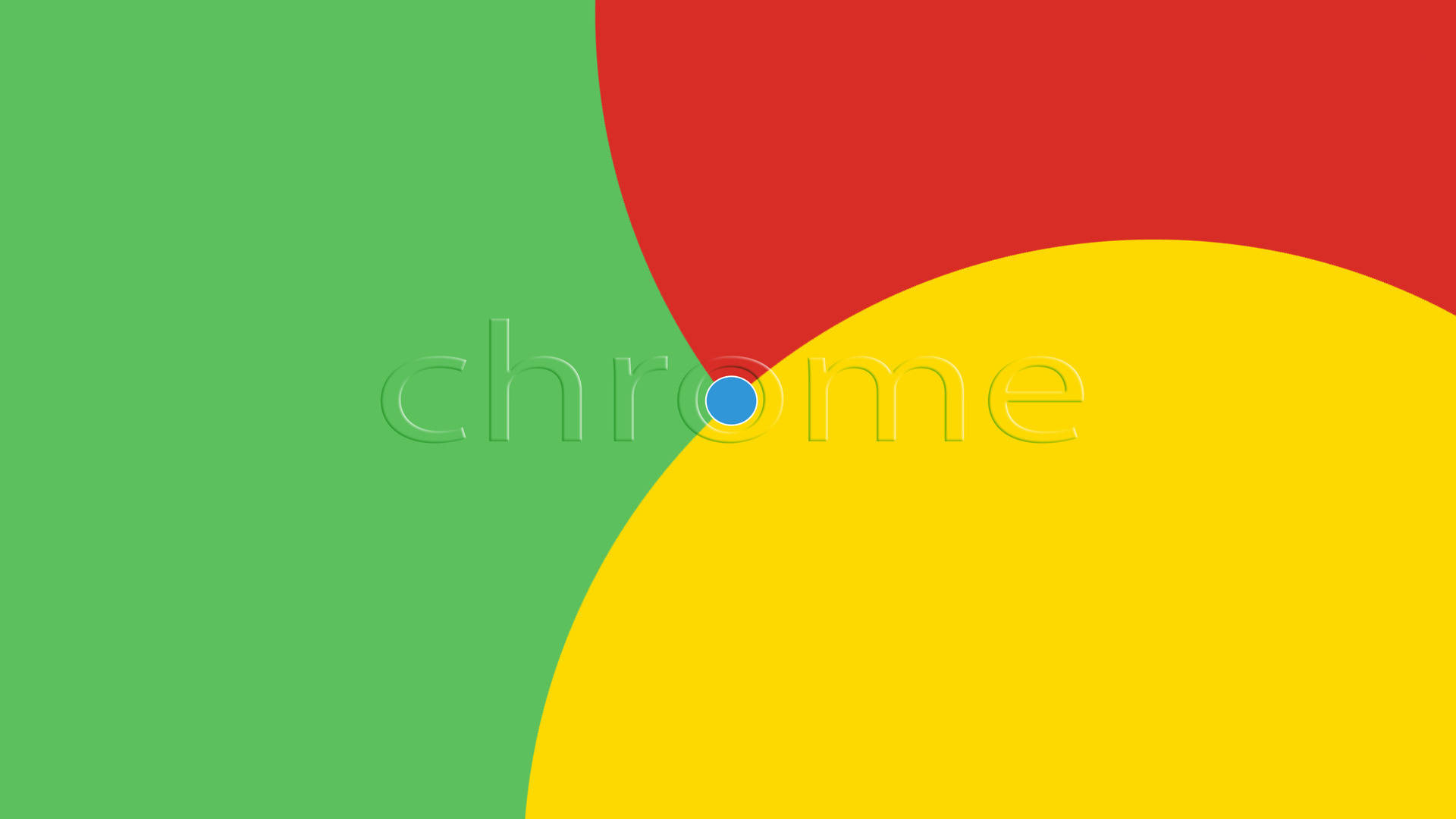 Google Chrome 桌布 壁紙 — 充滿活力的抽象壁紙，大膽的綠色、紅色和黃色曲線在一個小藍點處交匯。