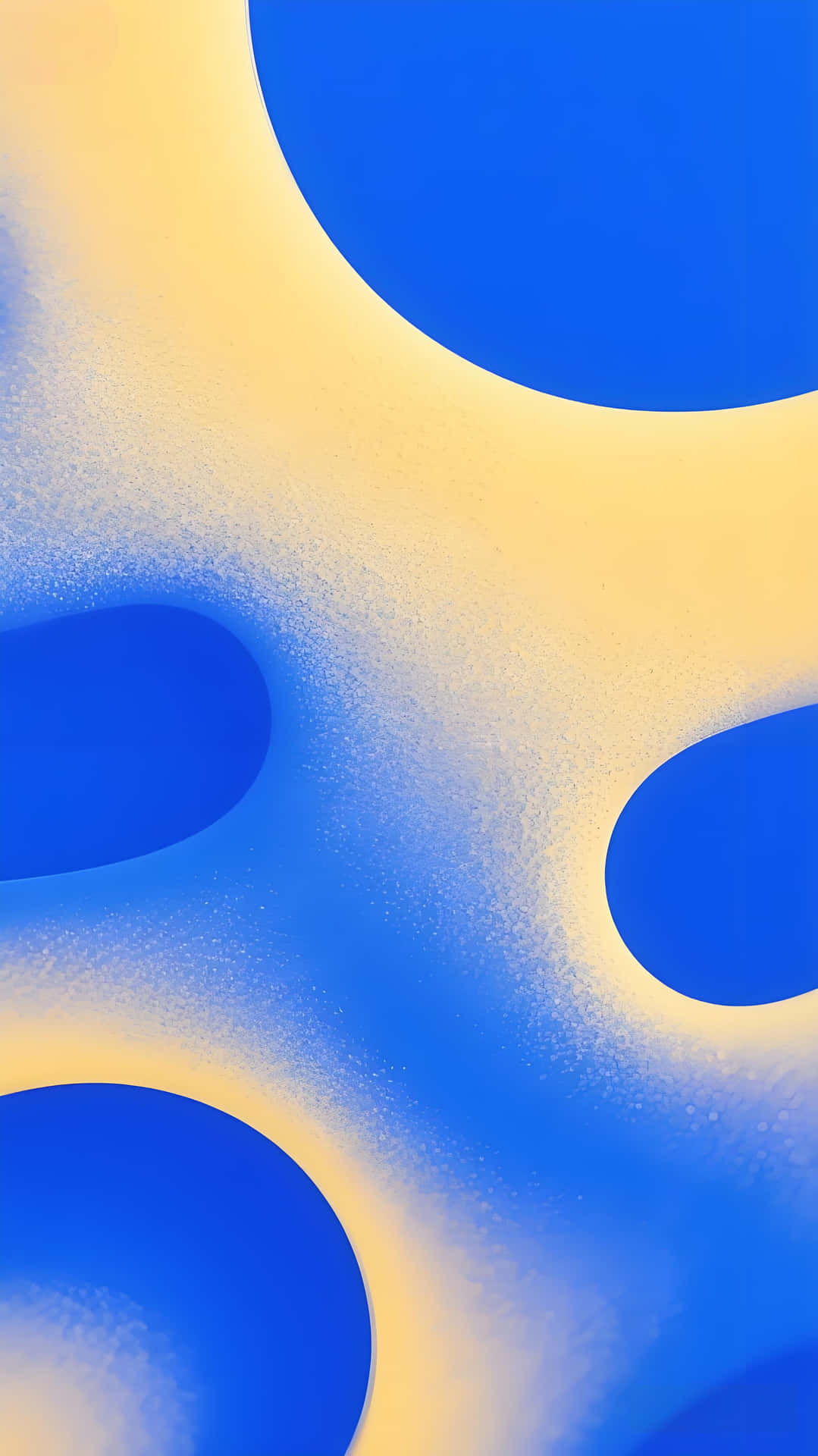 Blue & Yellow Fantasy: Minimalist Abstract Gradient Wallpaper 壁紙 — 充滿活力的抽象壁紙，大膽的藍色圓圈和流動的黃色漸變，營造出動感的現代構圖。