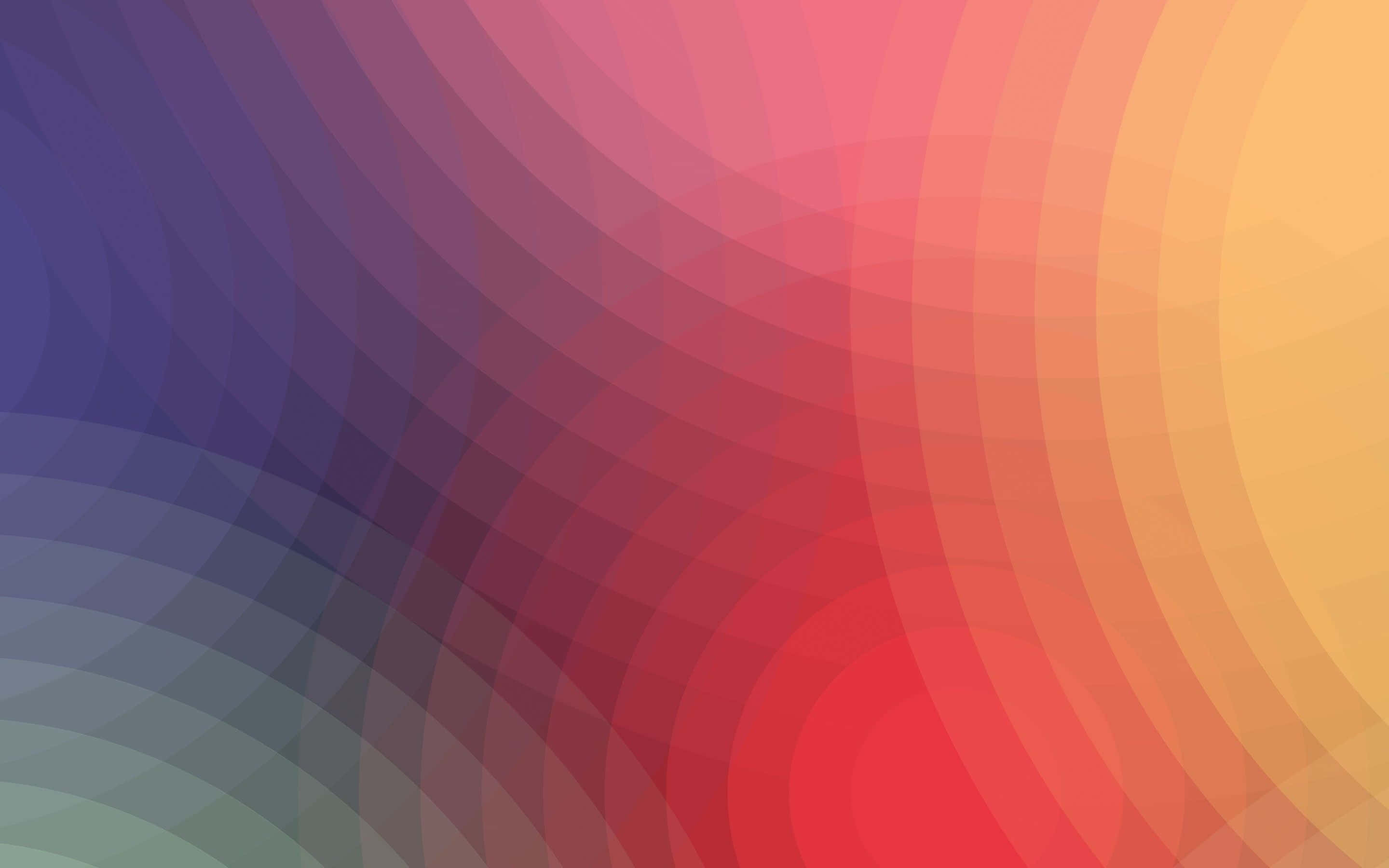 Geometric Desktop 桌布 壁紙 — 充滿活力的抽象壁紙，帶有從冷紫色過渡到暖橙色和紅色的流動彎曲帶。