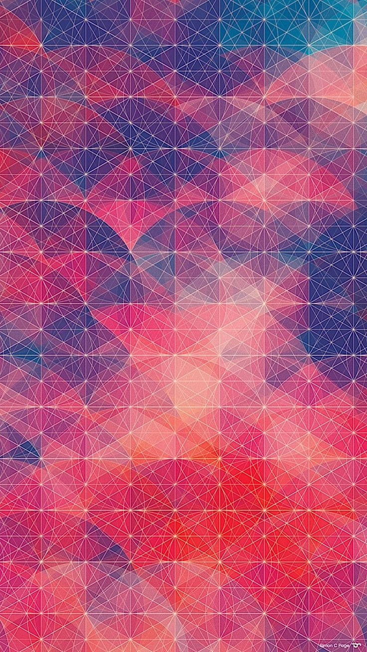 Geometric 桌布 壁紙 — 充滿活力的抽象壁紙，帶有漸變粉紅、紫色和藍色的幾何三角形圖案。