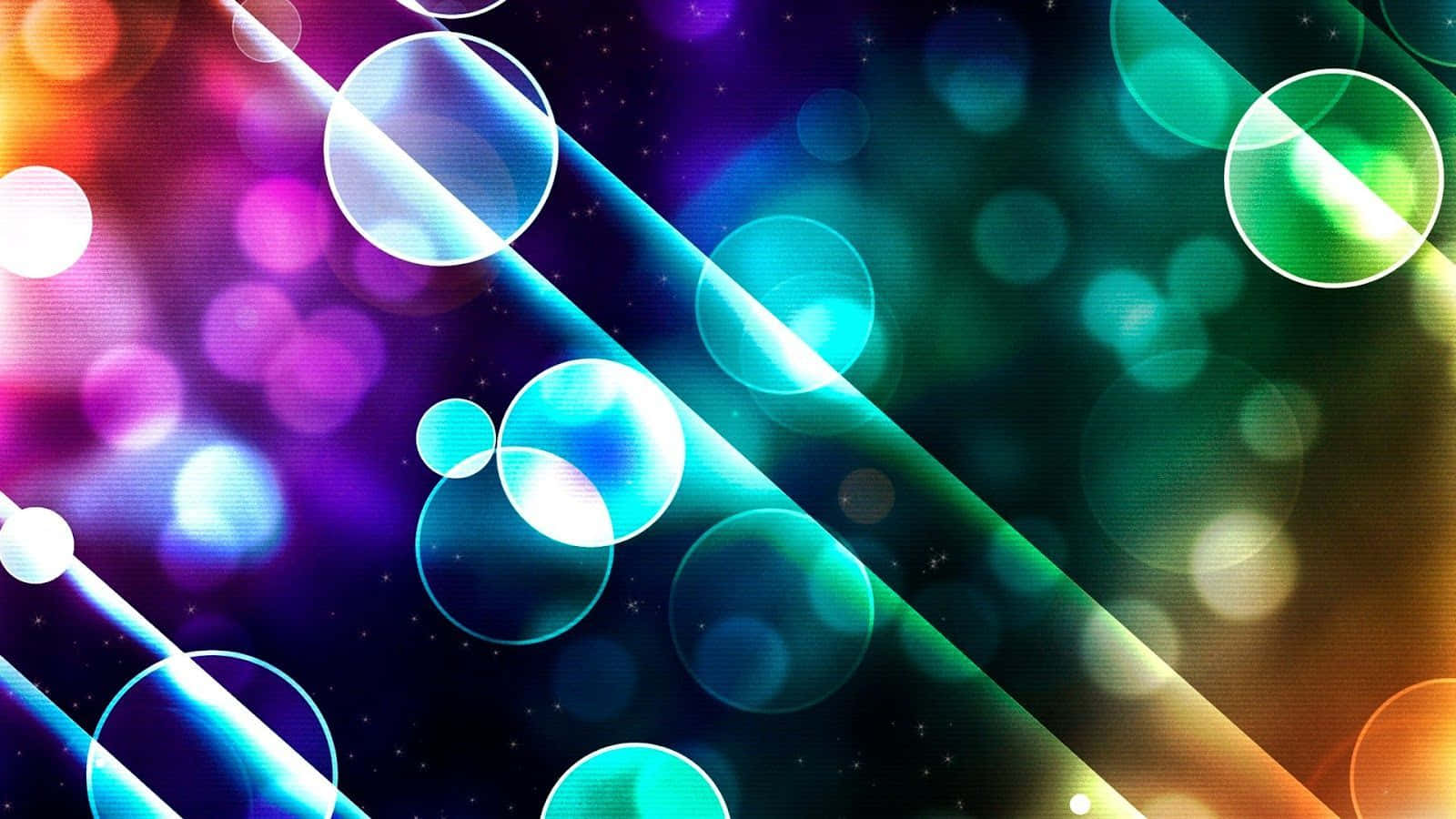 Light Effect 桌布 壁紙 — 充滿活力的抽象壁紙，帶有發光的半透明氣泡和對角線光束，背景為宇宙散景。