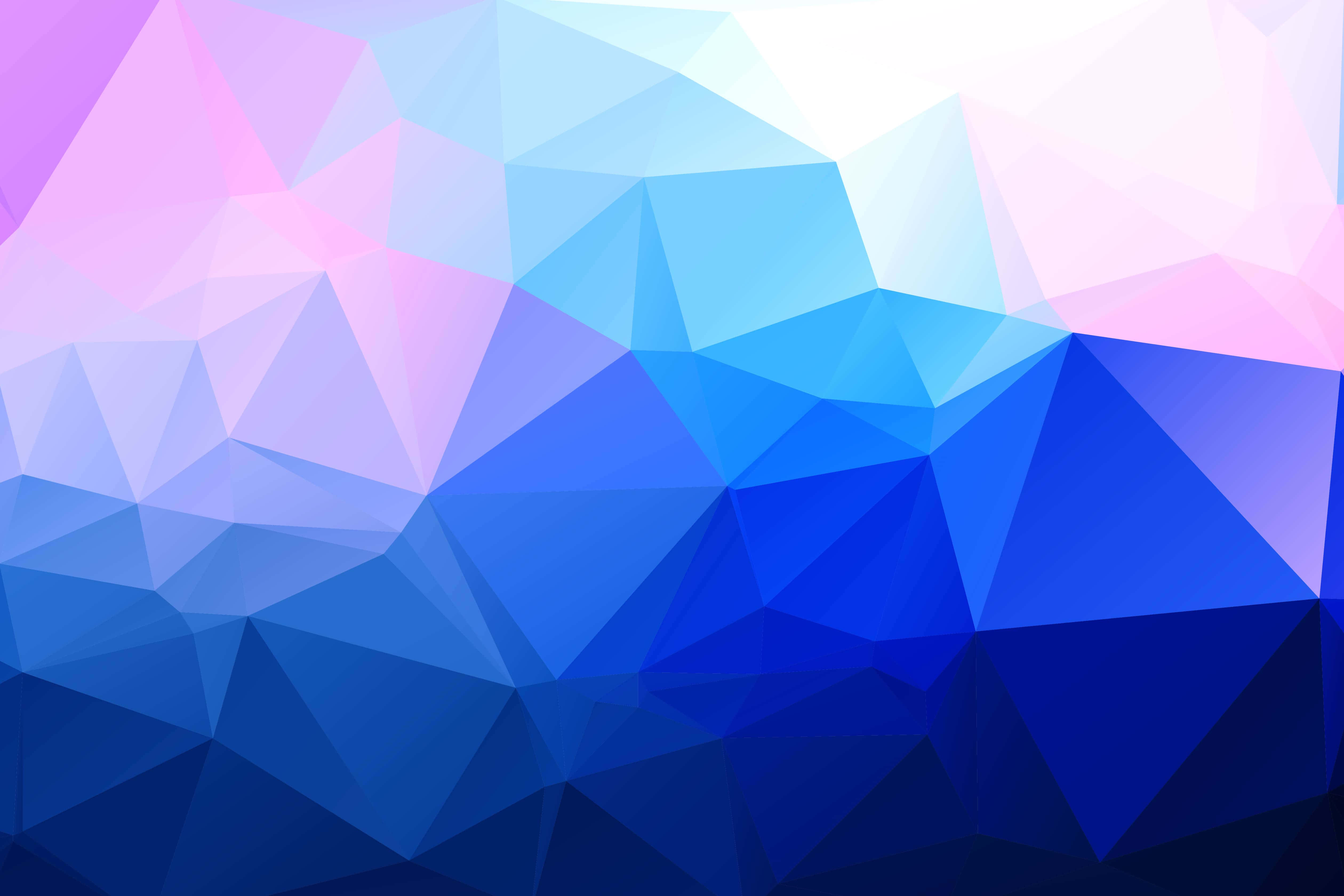 Blue Geometric 桌布 壁紙 — 充滿活力的抽象壁紙，帶有藍色和粉紅色多邊形形狀的漸變和柔和的光線。