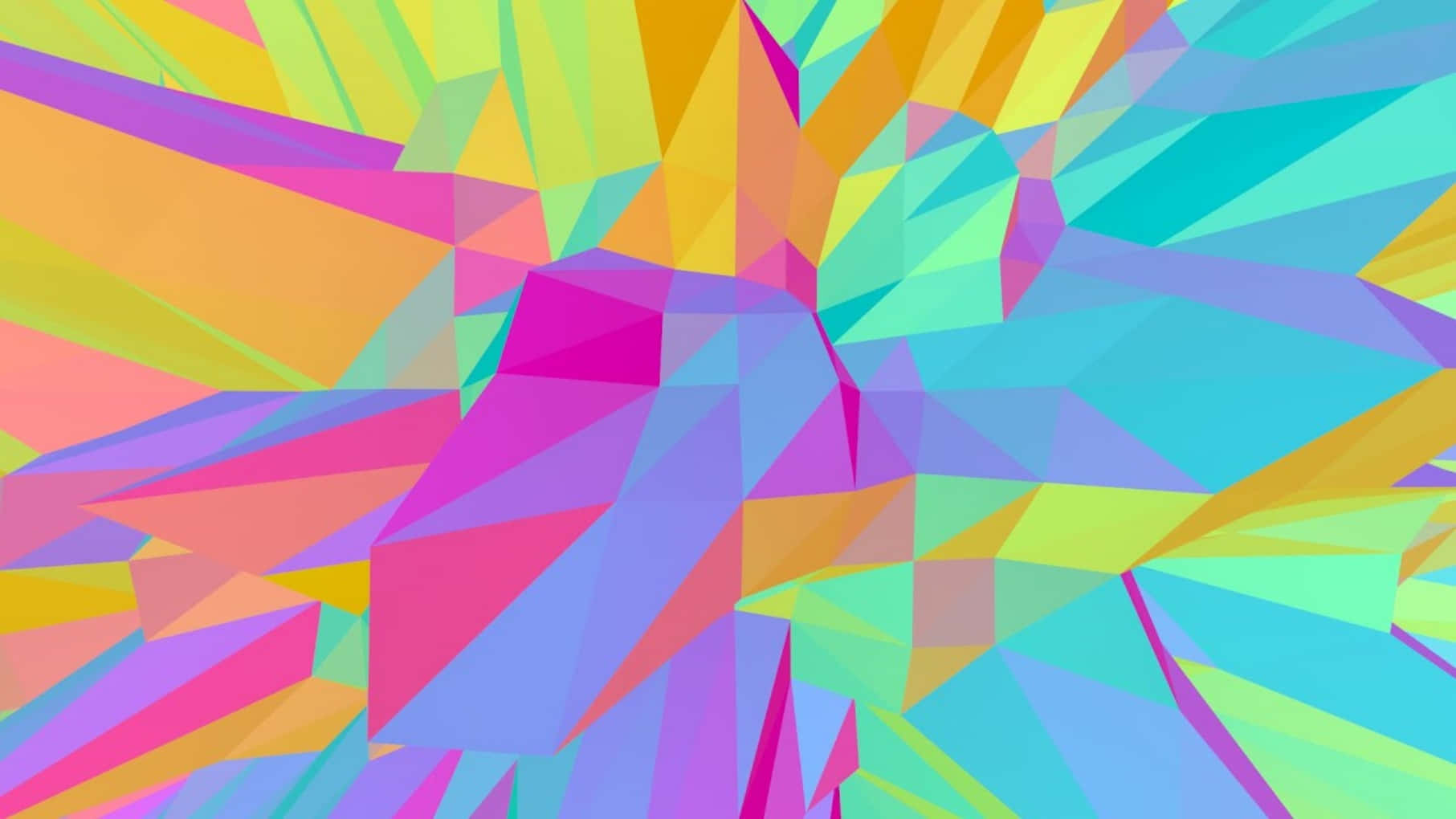 triangles 桌布 壁紙 — 充滿活力的抽象幾何圖案，尖銳的三角形切面以彩虹色調放射。