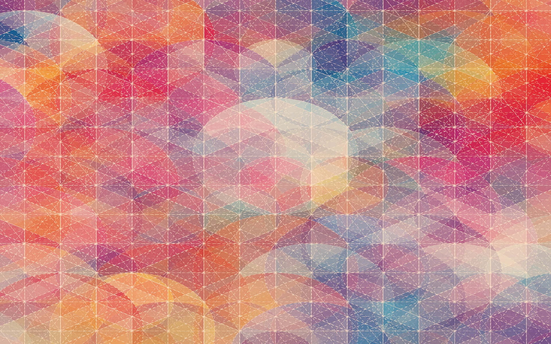 Hipster Galaxy Tumblr 桌布 壁紙 — 充滿活力的抽象幾何圖案，帶有暖色和冷色調重疊的多邊形形狀。