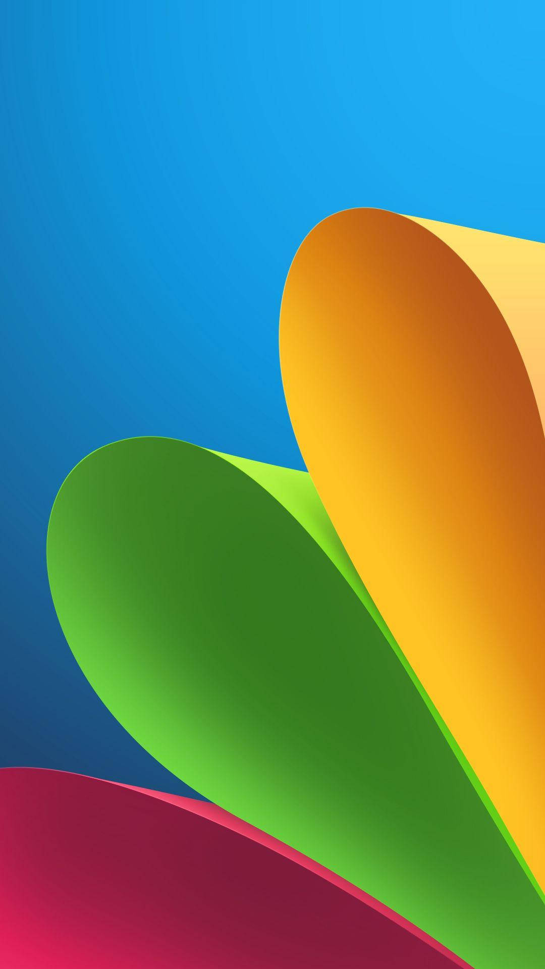 Xiaomi 桌布 壁紙 — 充滿活力的抽象形狀，以藍色、綠色、黃色和洋紅色在漸變背景上動態流動。