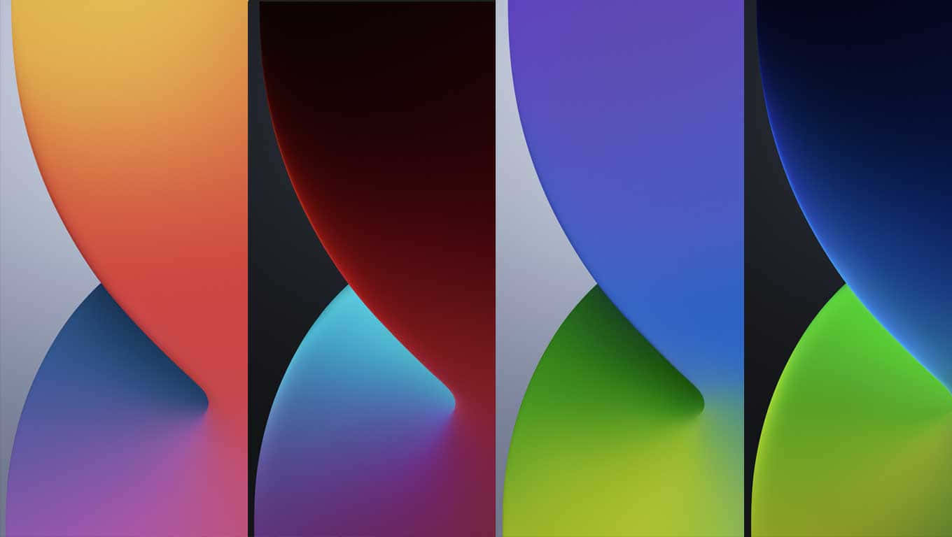 iPhone 桌布 壁紙 — 充滿活力的抽象形狀，在橙色、紅色、藍色、綠色和紫色的流動漸變中，創造出動感十足的現代數位藝術作品。