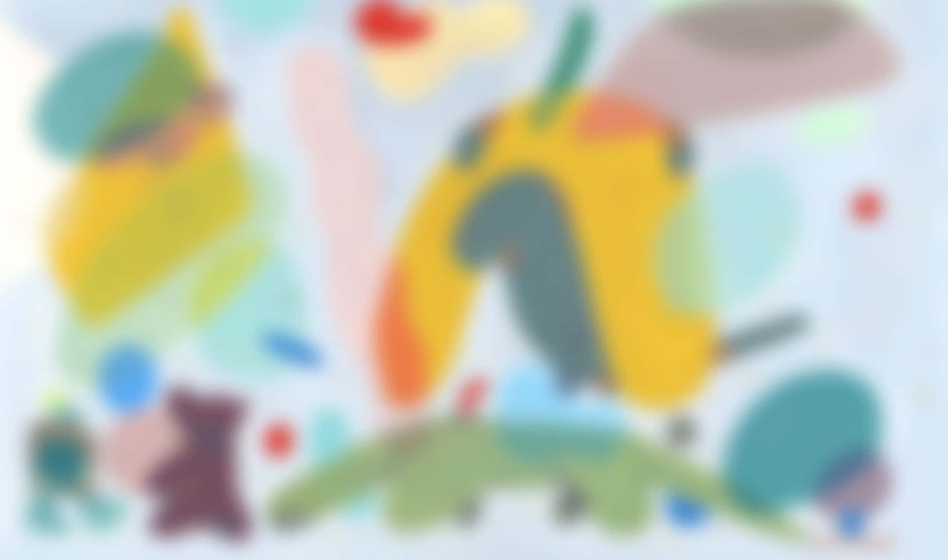 抽象藝術，柔和粉彩形狀和溫柔色彩漂浮在空間中。 — Google Meet 壁紙