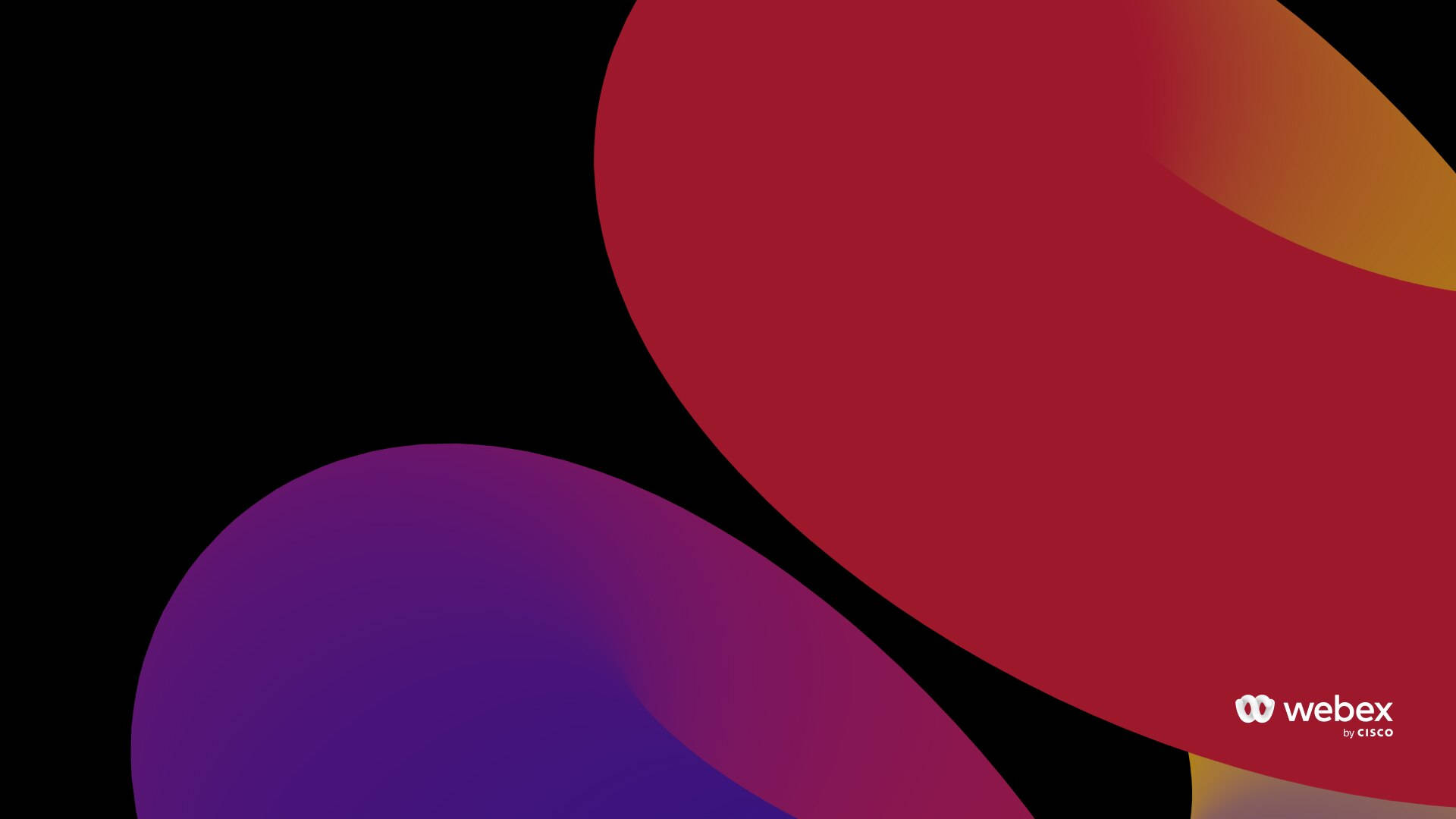 Webex 桌布 壁紙 — 充滿活力的抽象形狀以紅色和紫色漸變漂浮在純黑色背景上。