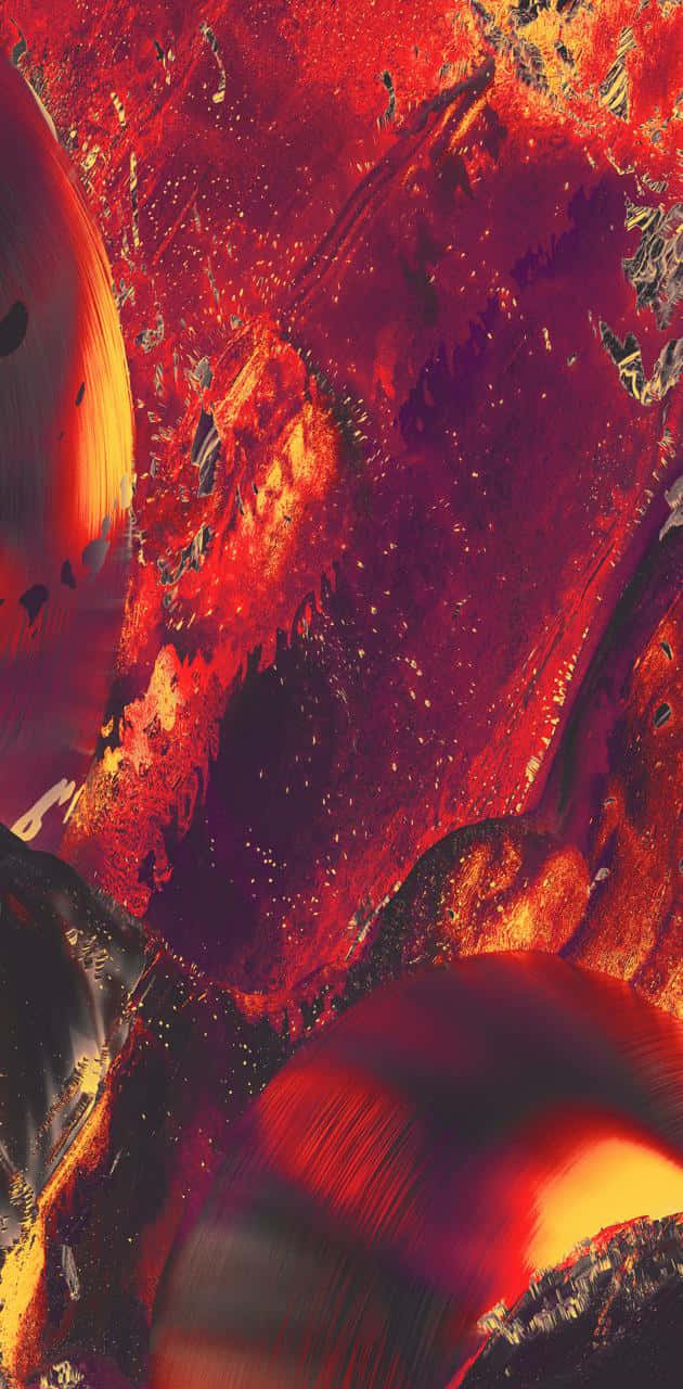 lava 桌布 壁紙 — 充滿活力的抽象數位藝術作品，帶有旋轉的紅色、橙色和黑色，類似熔岩或宇宙星雲。