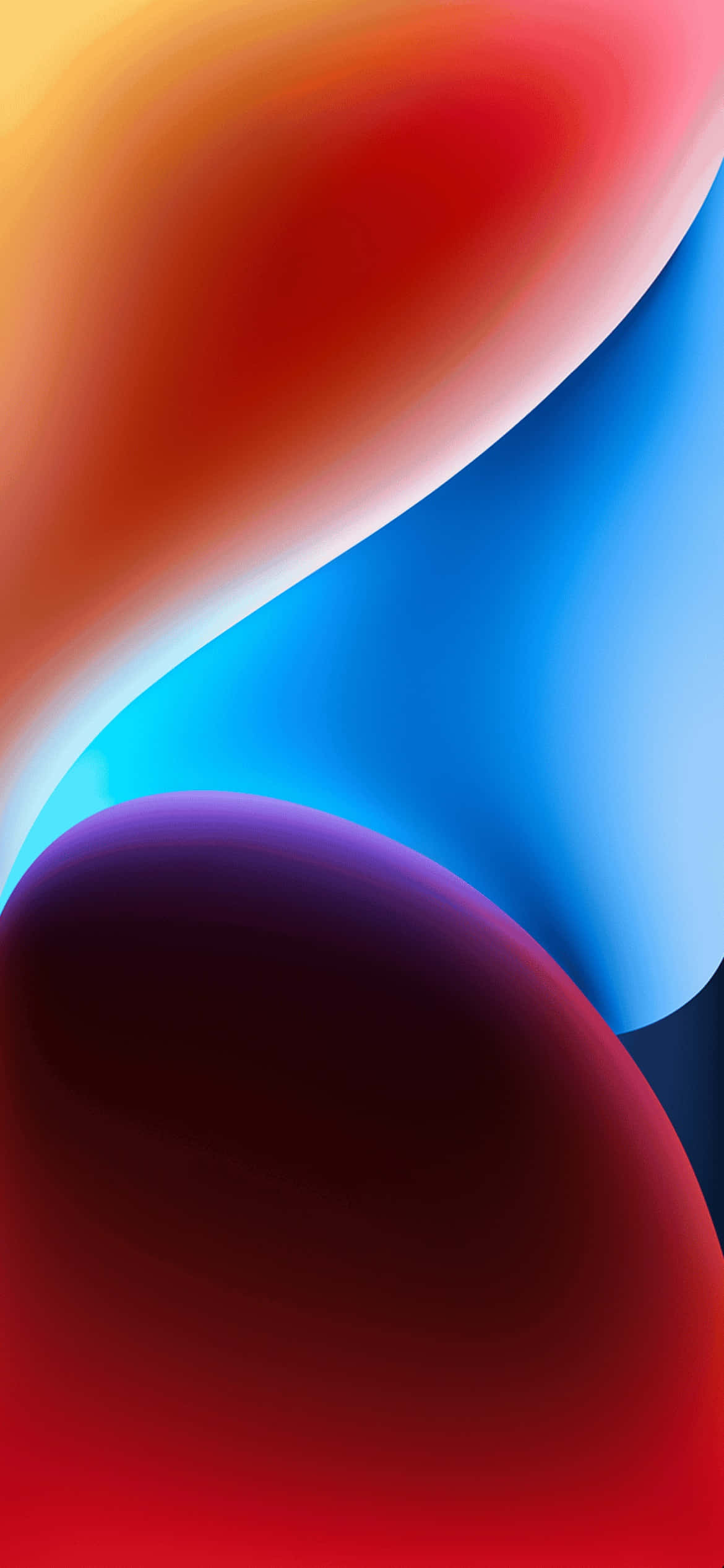 Retina Display 桌布 壁紙 — 充滿活力的抽象桌布，帶有紅色、橙色、藍色和紫色的流暢漸變，呈現平滑彎曲的形狀。
