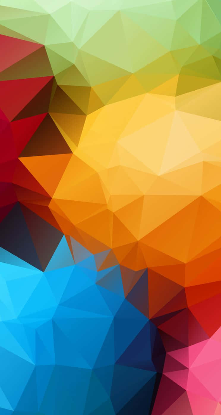 Yellow Geometric 桌布 壁紙 — 充滿活力的抽象桌布，色彩繽紛的幾何三角形融入平滑漸變中。