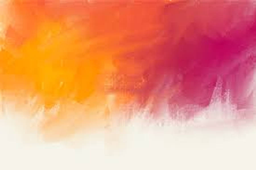 Paint Art 桌布 壁紙 — 充滿活力的抽象水彩洗滌，將火熱的橙色和洋紅色融入柔和的白色背景中。