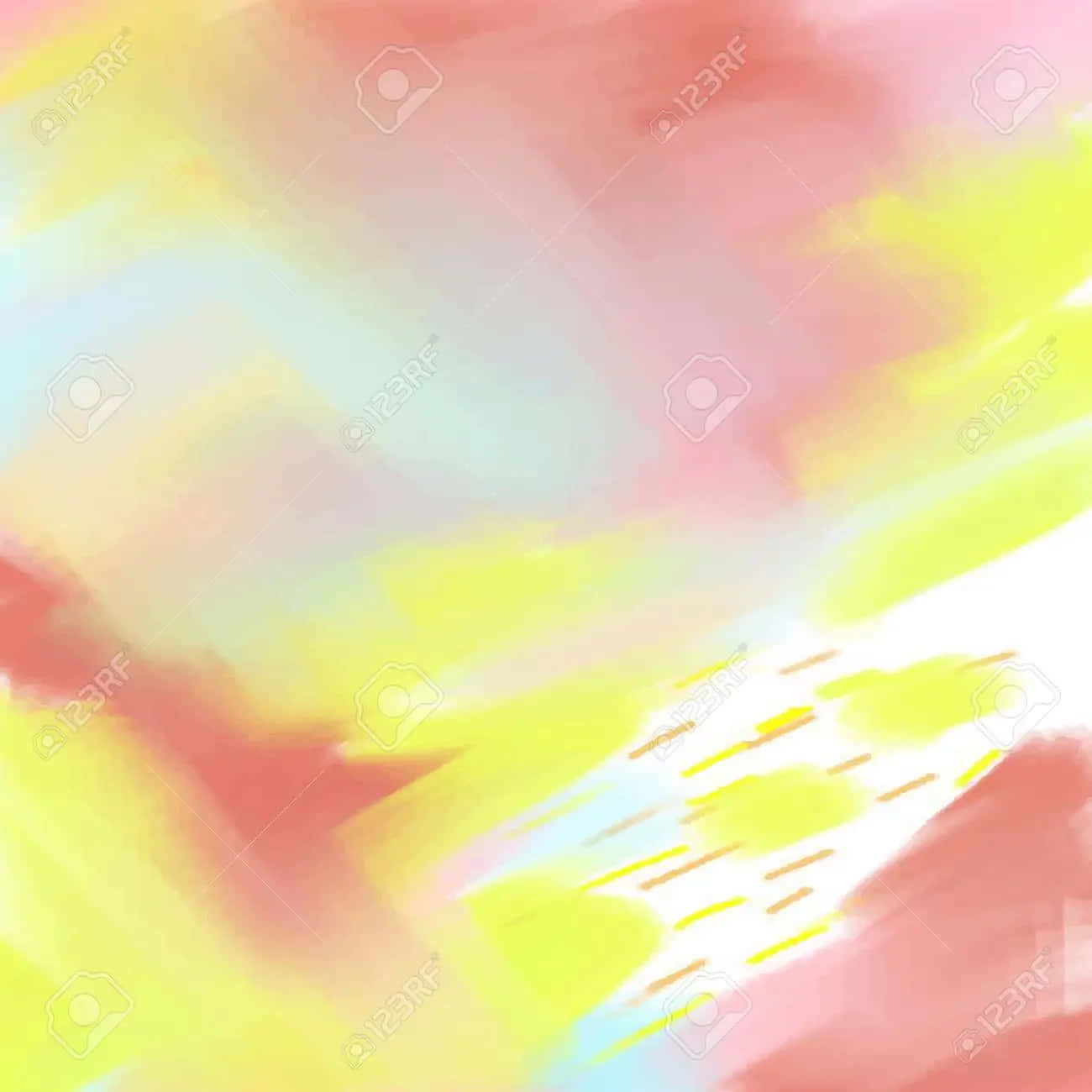 桌布 壁紙 — 充滿活力的抽象水彩漩渦將粉紅色、黃色和藍色以柔和流動的方式混合。