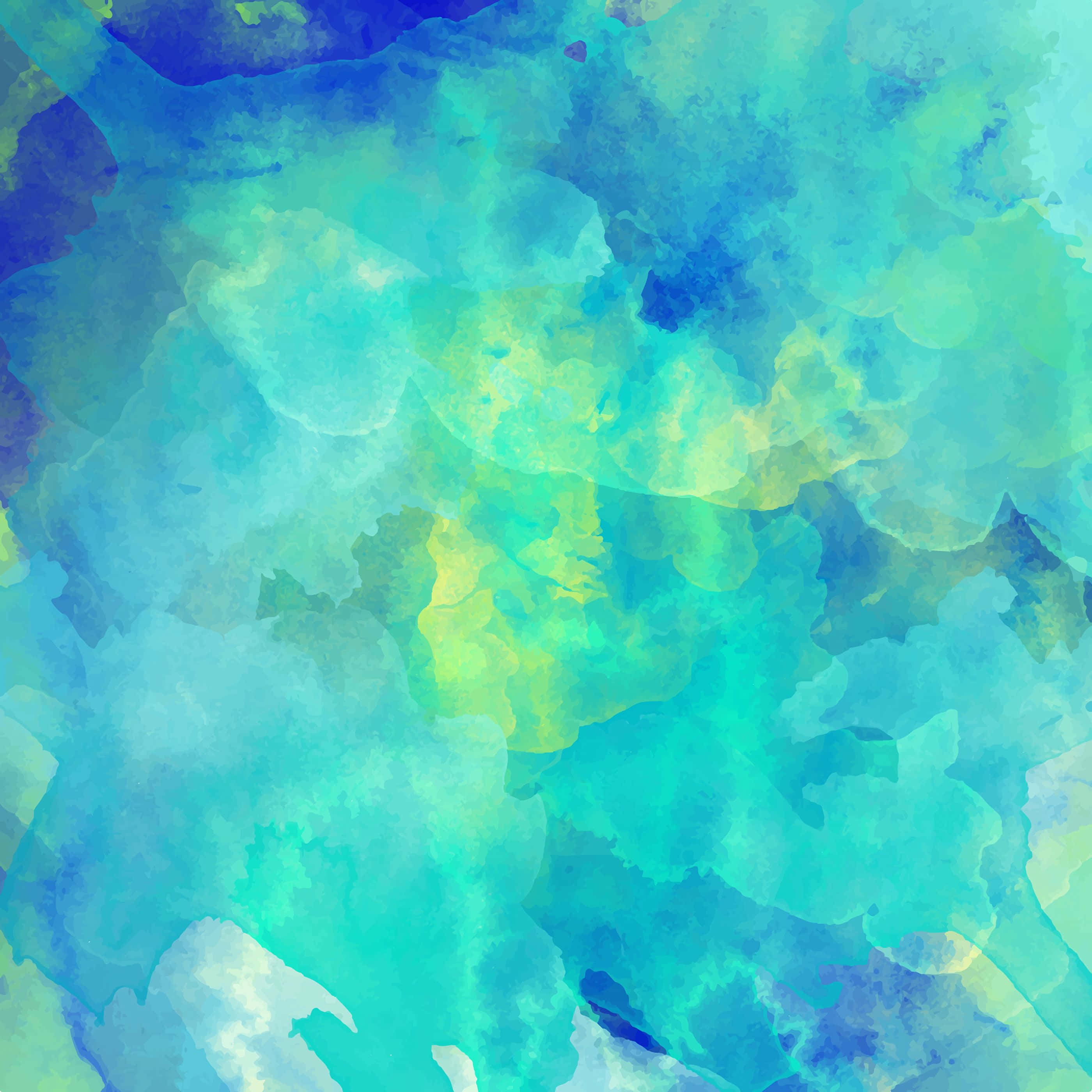 High Resolution Watercolor 桌布 壁紙 — 充滿活力的抽象水彩漩渦將藍綠色和萊姆綠色融合成柔和流暢的漸層。