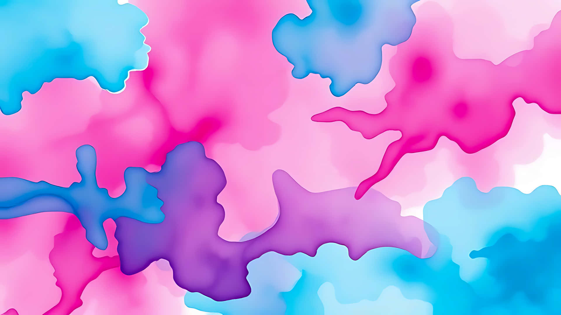 Abstract watercolor painting with pink and teal colors for a soft background 壁紙 — 充滿活力的抽象水彩漩渦將電光藍、粉紅和紫色混合在畫布上流動的有機形狀中。