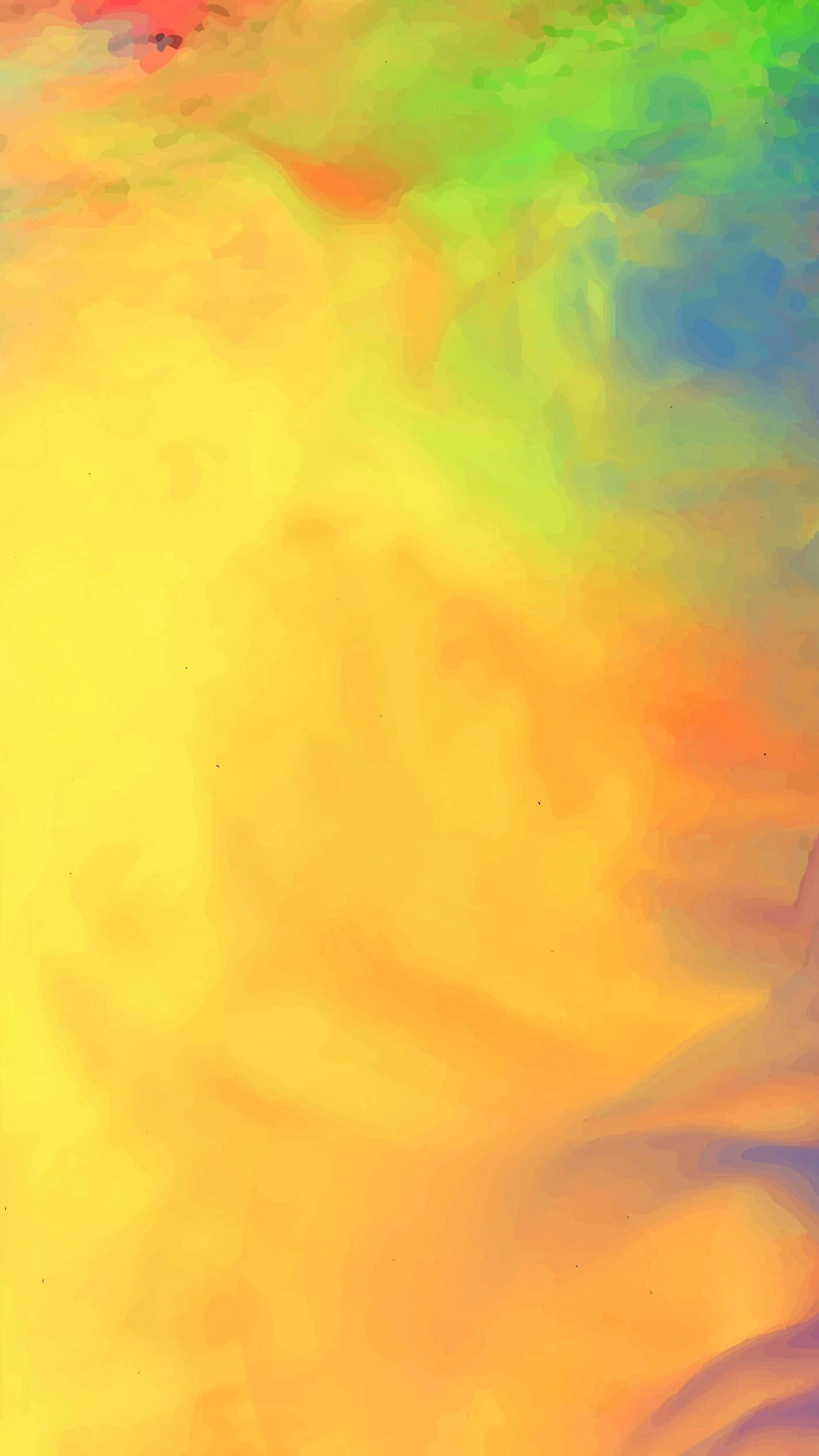 Yellow Painting 桌布 壁紙 — 充滿活力的抽象水彩漩渦將黃色、橙色、綠色和藍色混合成流動夢幻的漸層。