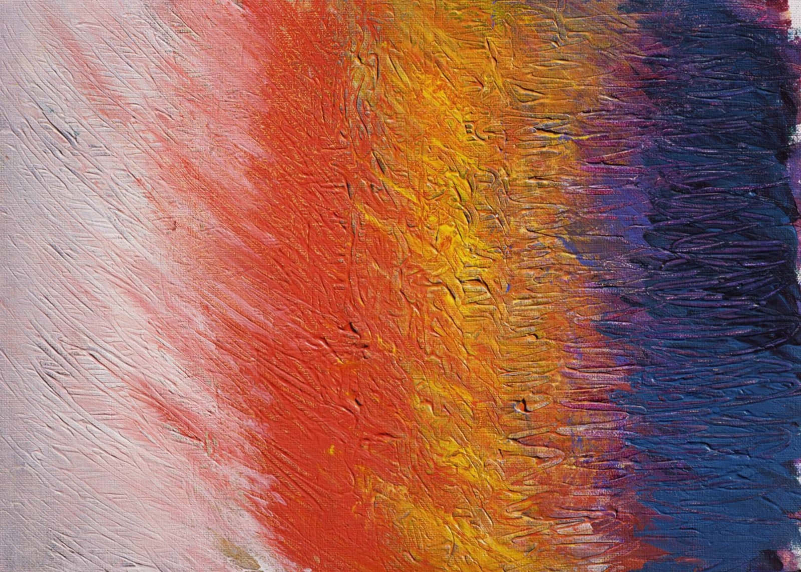 Painting 桌布 壁紙 — 充滿活力的抽象油畫，帶有厚實紋理的筆觸，融合了粉紅色、橙色、黃色和深藍色。