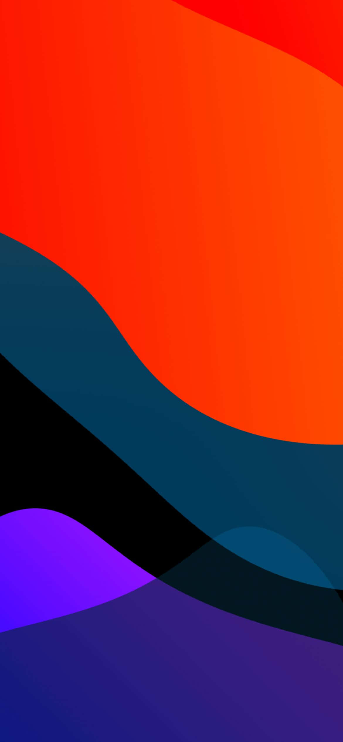 Orange Aesthetic Phone 桌布 壁紙 — 充滿活力的抽象波浪，橙色、紅色、藍綠色和紫色在畫面中動態流動。