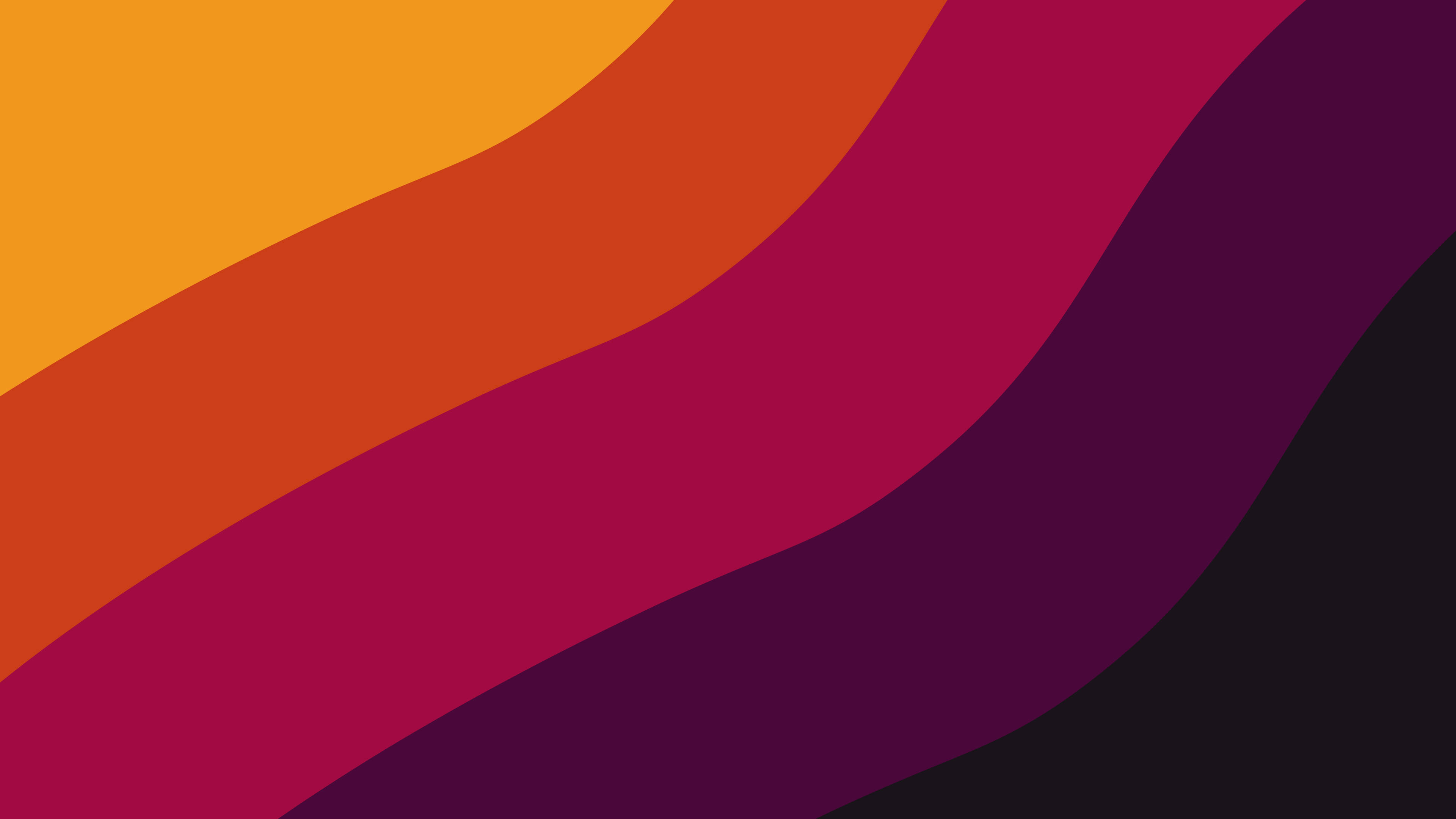Colorful Aesthetic 桌布 壁紙 — 充滿活力的抽象波浪從溫暖的橙色平滑過渡到深紫色。