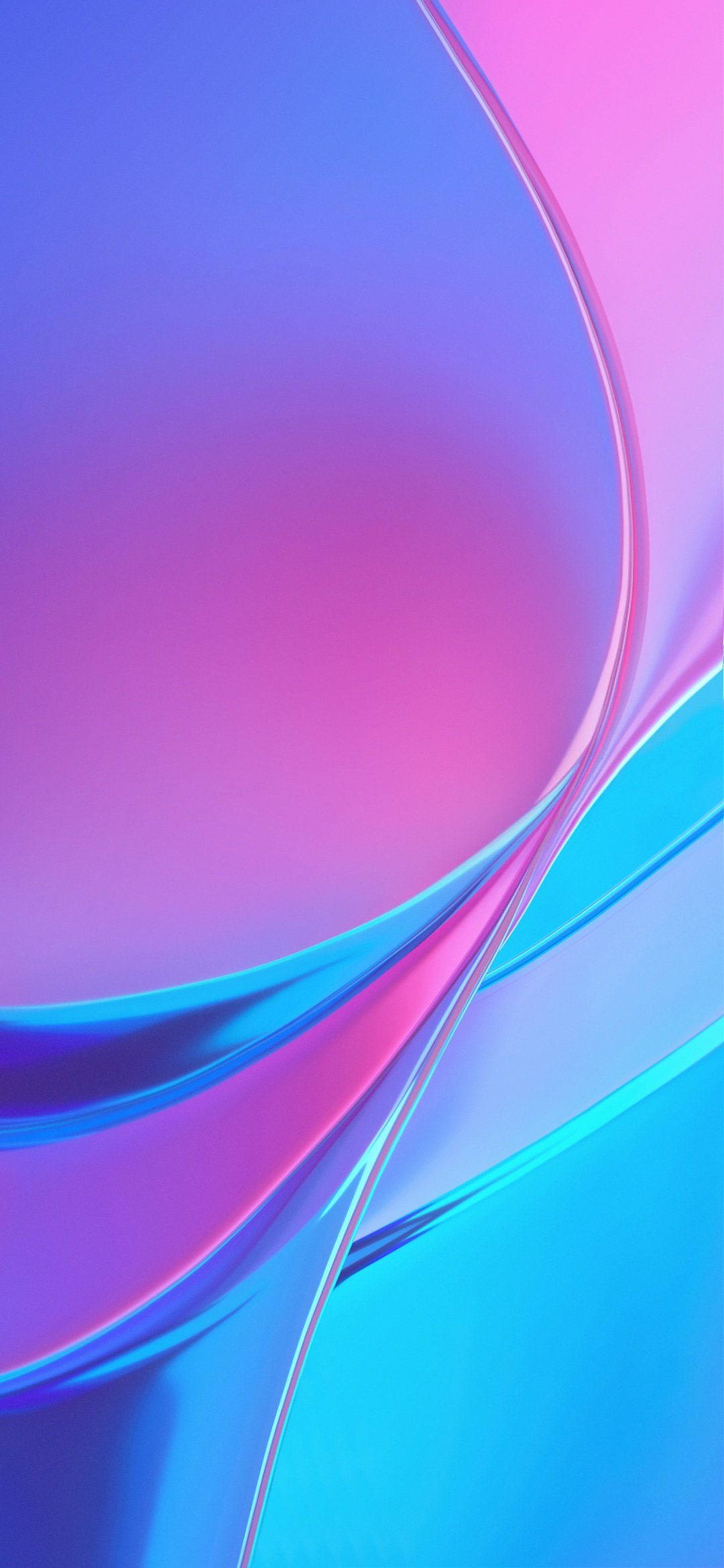 Pink And Blue 桌布 壁紙 — 充滿活力的抽象流動絲帶，粉紅、藍色和紫色，營造出動態的數位漸變背景。