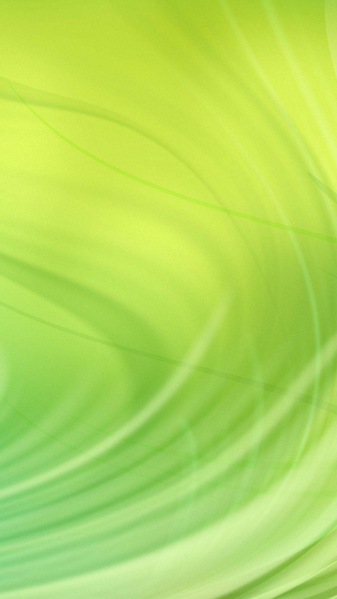 Green Phone 桌布 壁紙 — 充滿活力的抽象漩渦，由萊姆色和淡綠色漸變組成，線條柔和流暢。