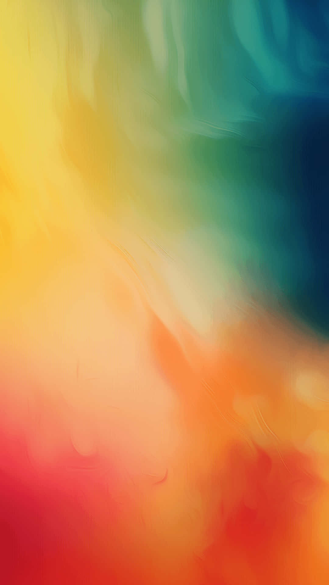 iPhone 桌布 壁紙 — 充滿活力的抽象漩渦，黃色、橙色、紅色和藍綠色融合成柔和的繪畫漸變。