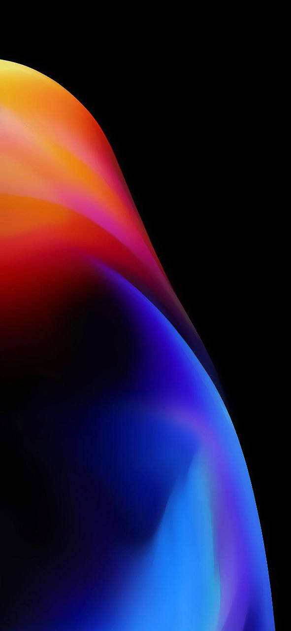 iPhone 桌布 壁紙 — 充滿活力的抽象漸層從暖橙色過渡到冷藍色，以純黑色背景為襯托。