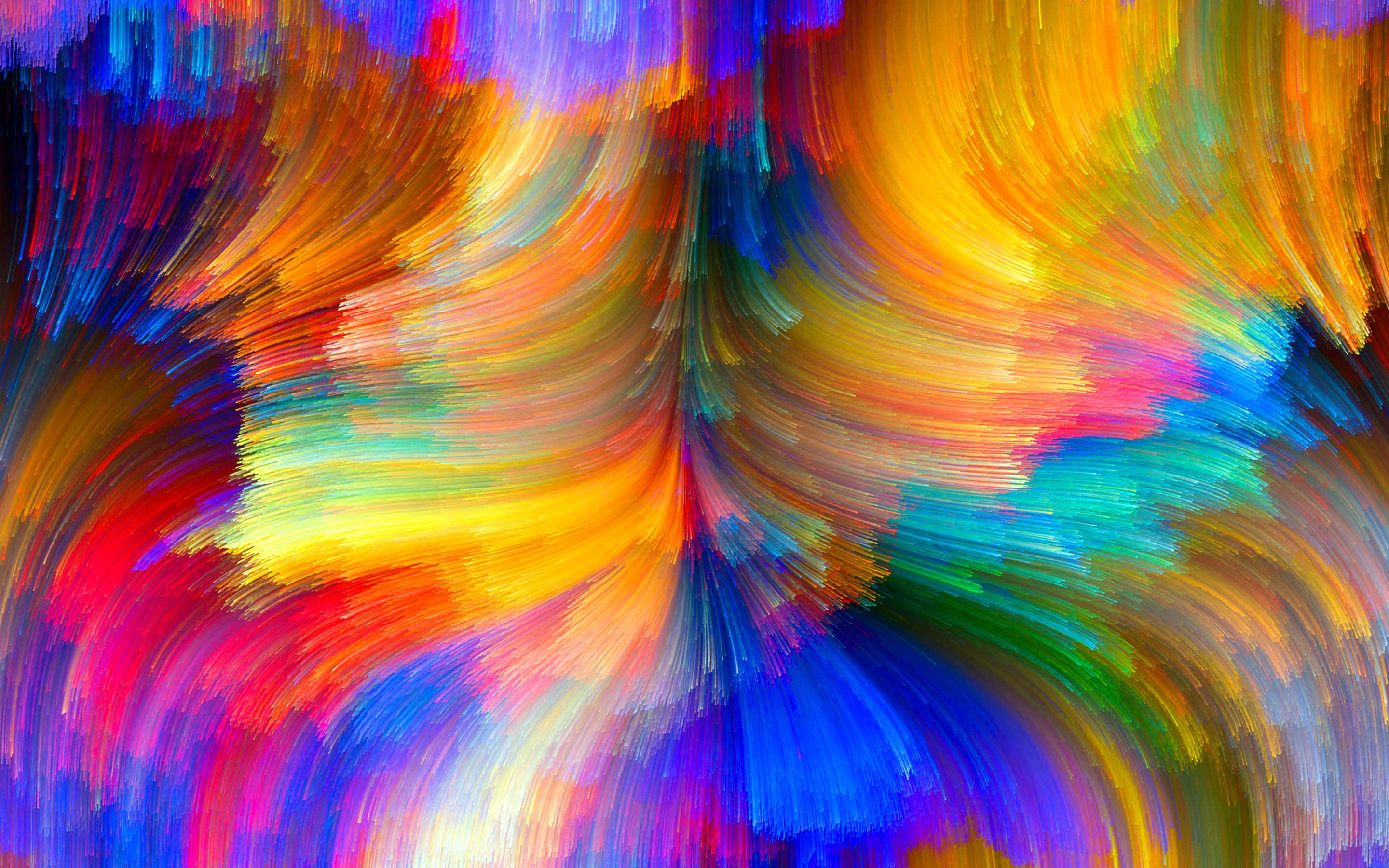 Colourful 桌布 壁紙 — 充滿活力的抽象筆觸以黃色、藍色和紅色的絢麗色調旋轉，營造出動態的色彩爆炸。