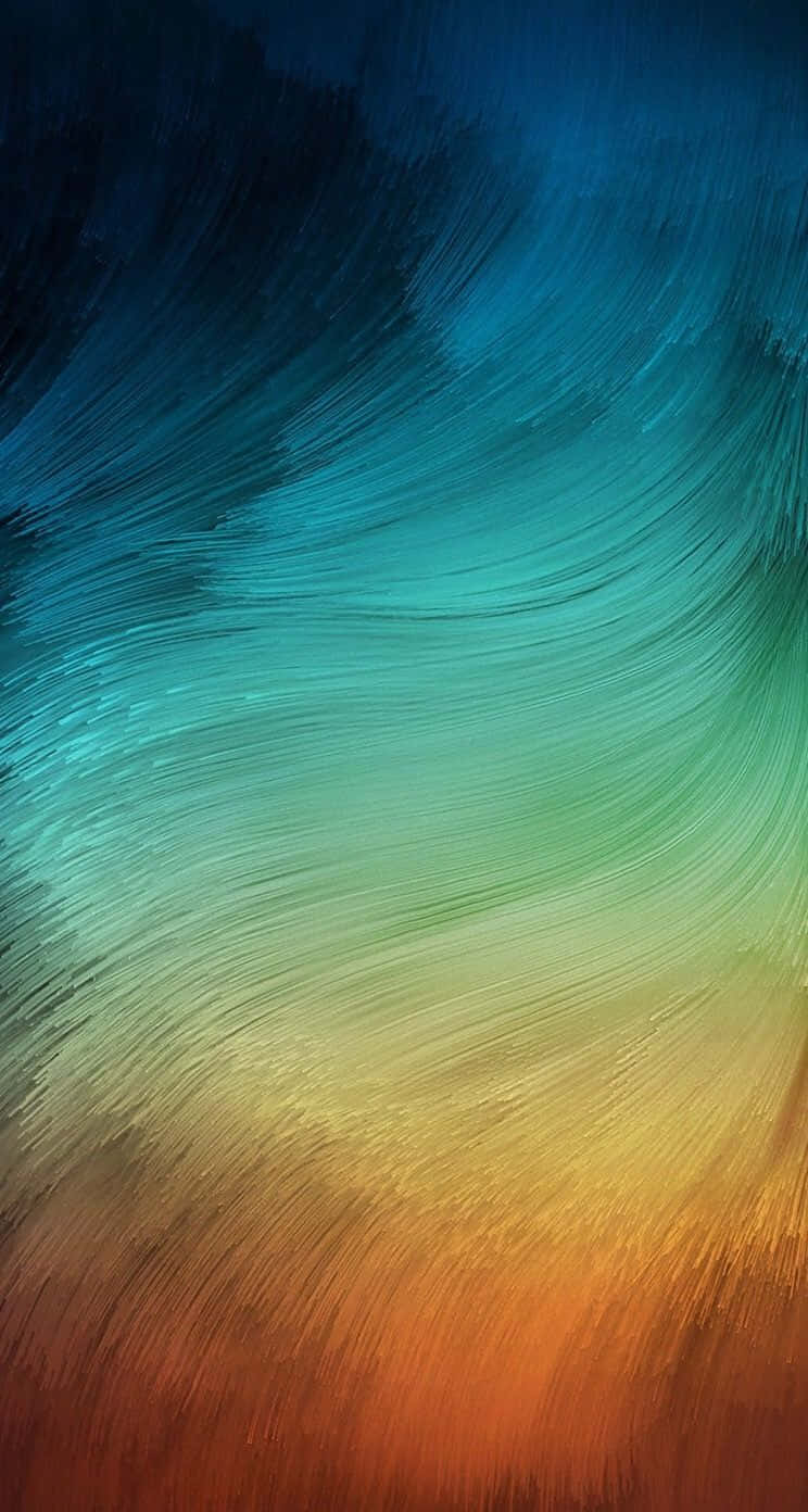 iOS 桌布 壁紙 — 充滿活力的抽象筆觸漸層從深藍色流向火熱的橙色，呈掃掠運動。