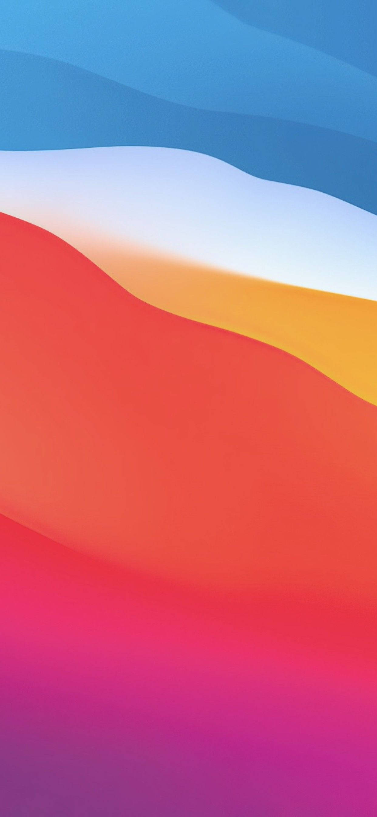 Apple iPhone 預設 桌布 壁紙 — 充滿活力的抽象色彩波浪從藍色流向粉紅色，帶有柔和的漸變和流暢的曲線。