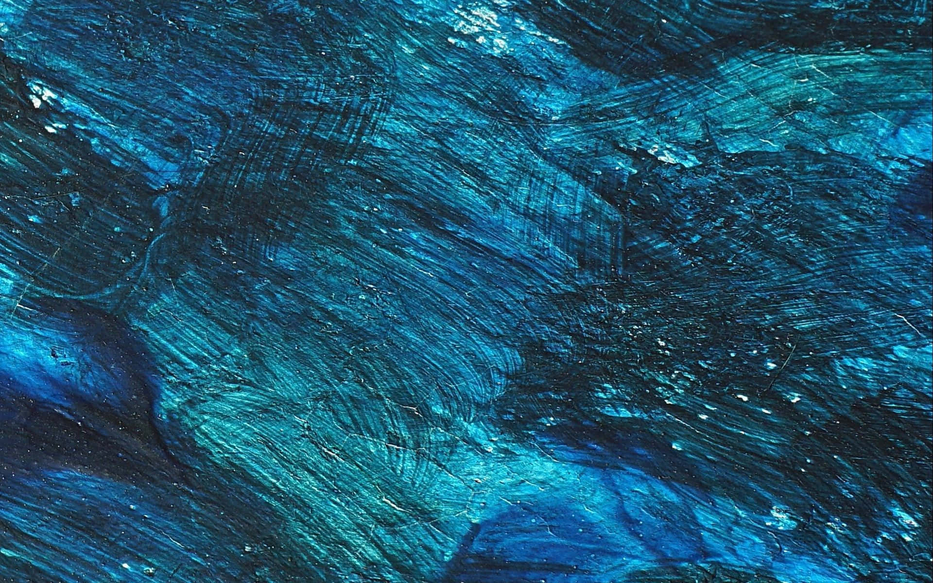 Painting 桌布 壁紙 — 充滿活力的抽象藍色油漆筆觸，帶有紋理筆觸和閃亮高光，營造出動感的藝術背景。