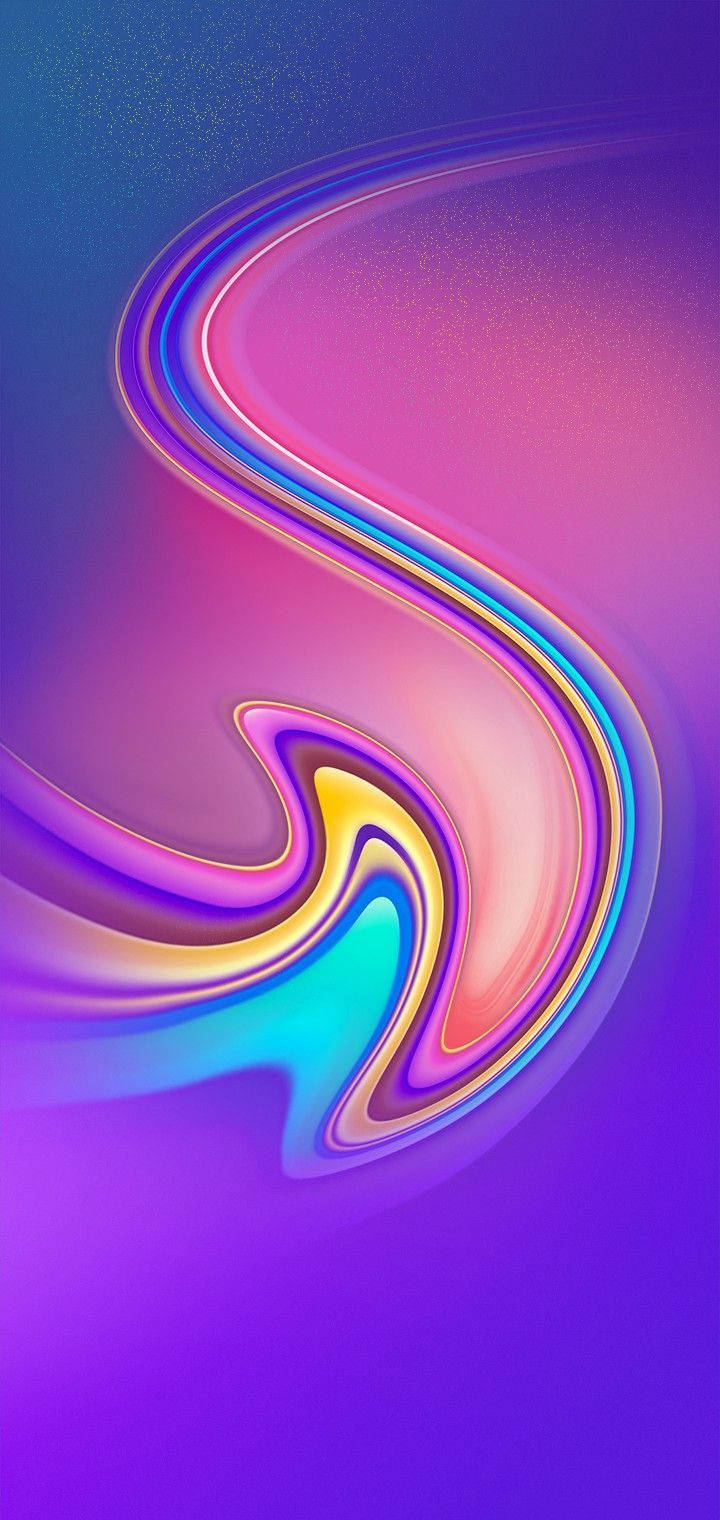psychedelic art 桌布 壁紙 — 充滿活力的抽象霓虹色彩漩渦在漸變紫色背景上動態流動。