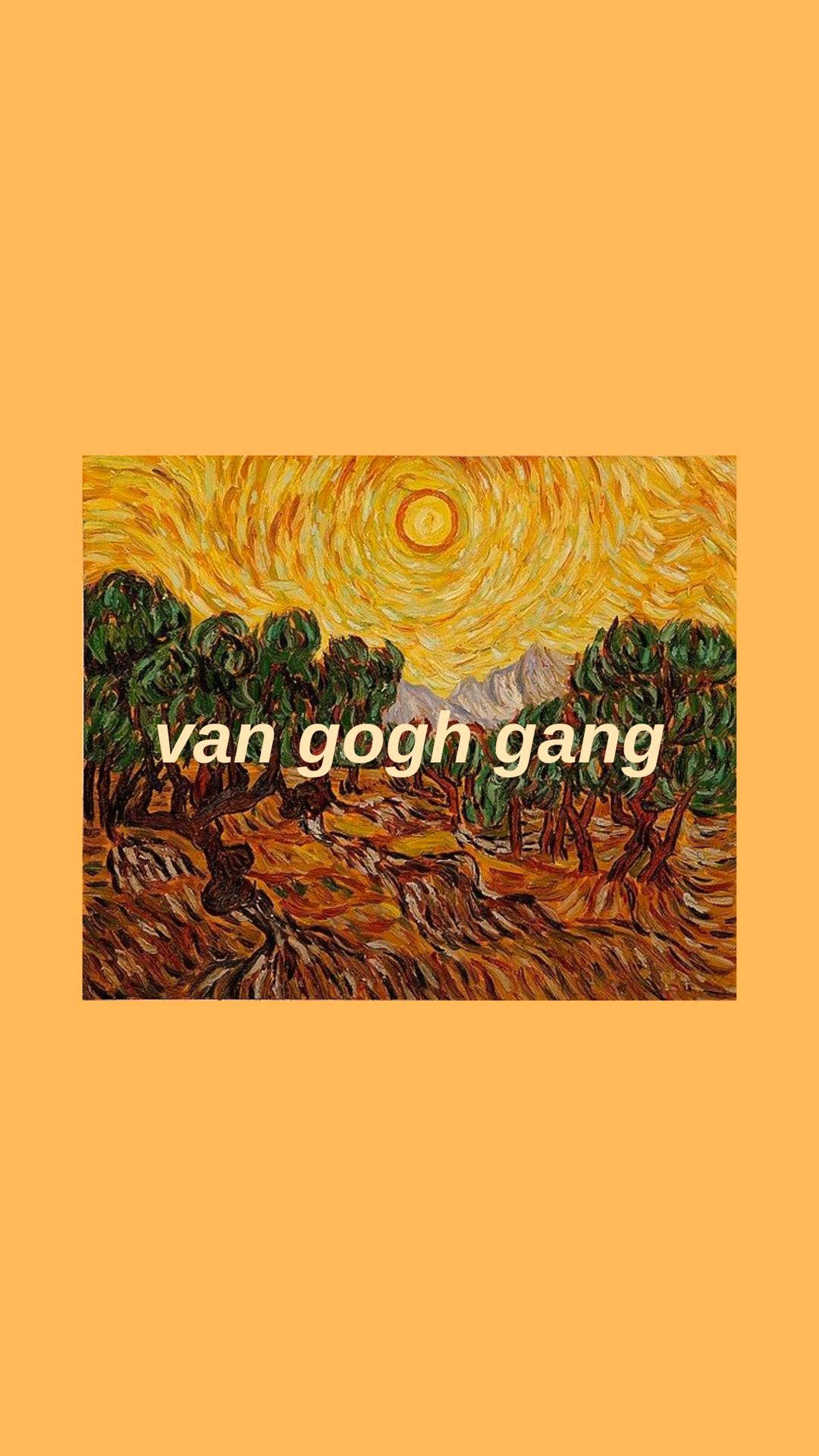 Vincent 桌布 壁紙 — 充滿活力的旋轉太陽，照耀著橄欖樹，以梵谷風格繪畫，大膽的筆觸和溫暖的色調。
