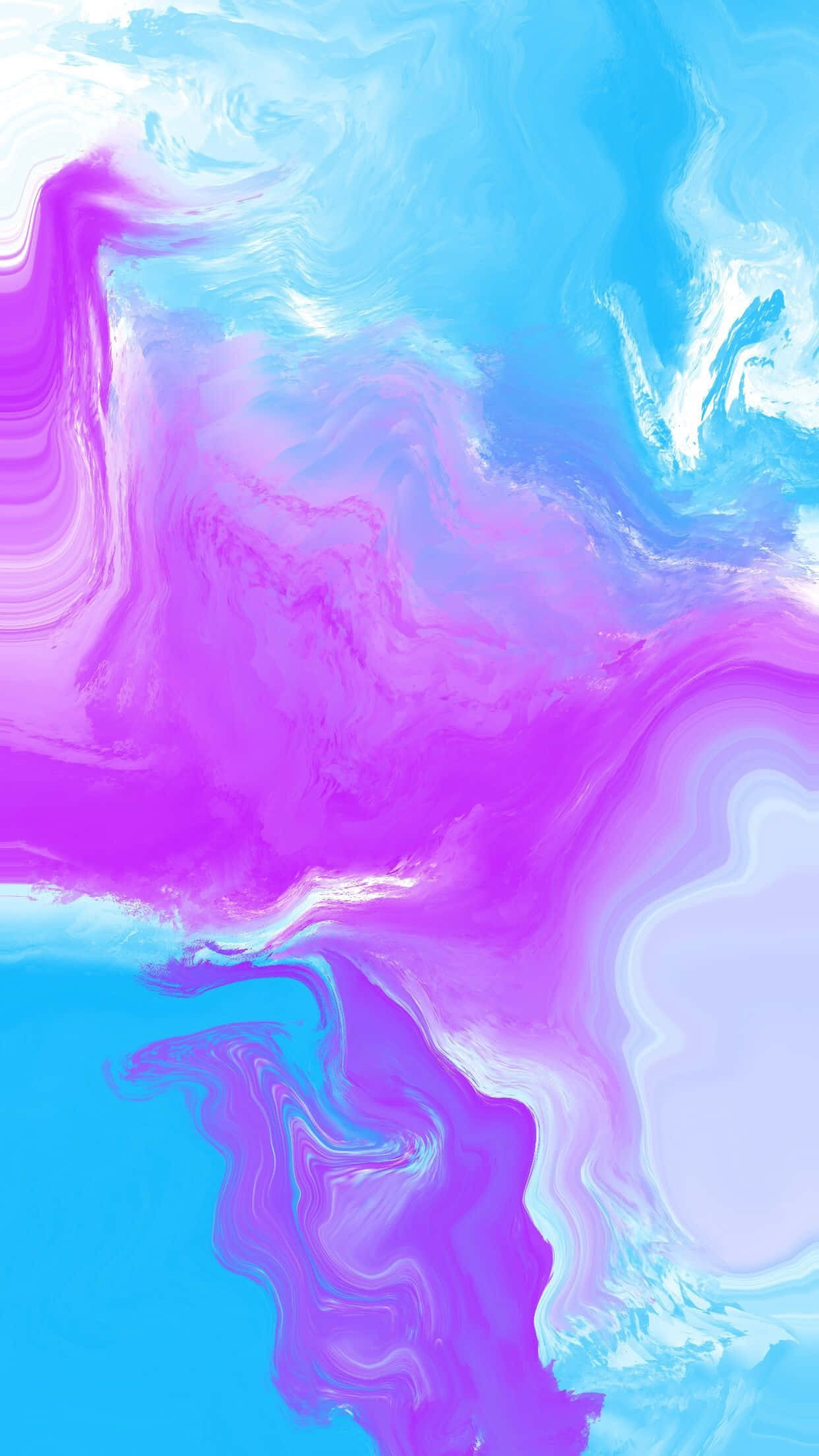 Paint Art 桌布 壁紙 — 充滿活力的旋轉抽象圖案，電藍色和洋紅色顏料混合成柔軟的白雲。