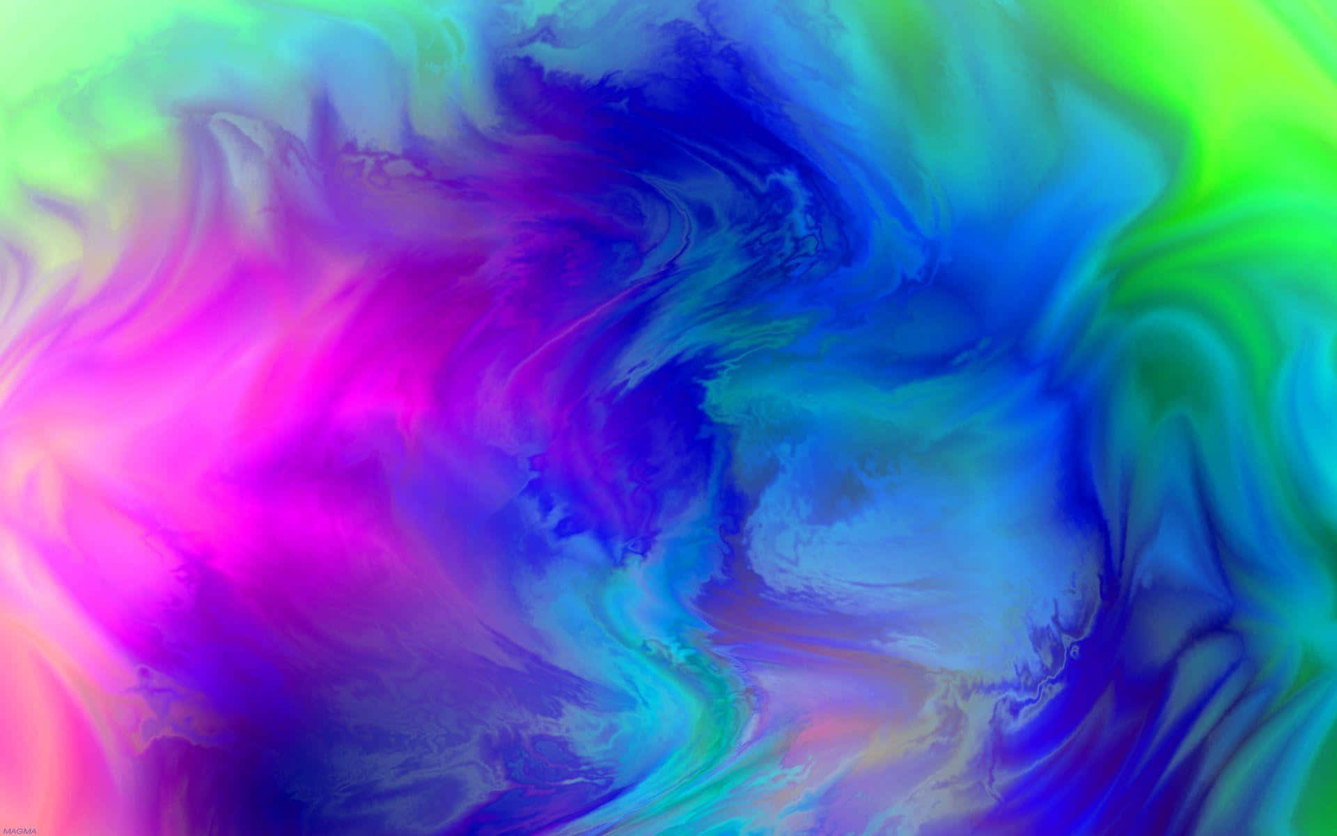 Colorful Desktop 桌布 壁紙 — 充滿活力的旋轉抽象色彩融合成流暢的動態，帶有粉紅、藍、綠和紫色的電光色調。