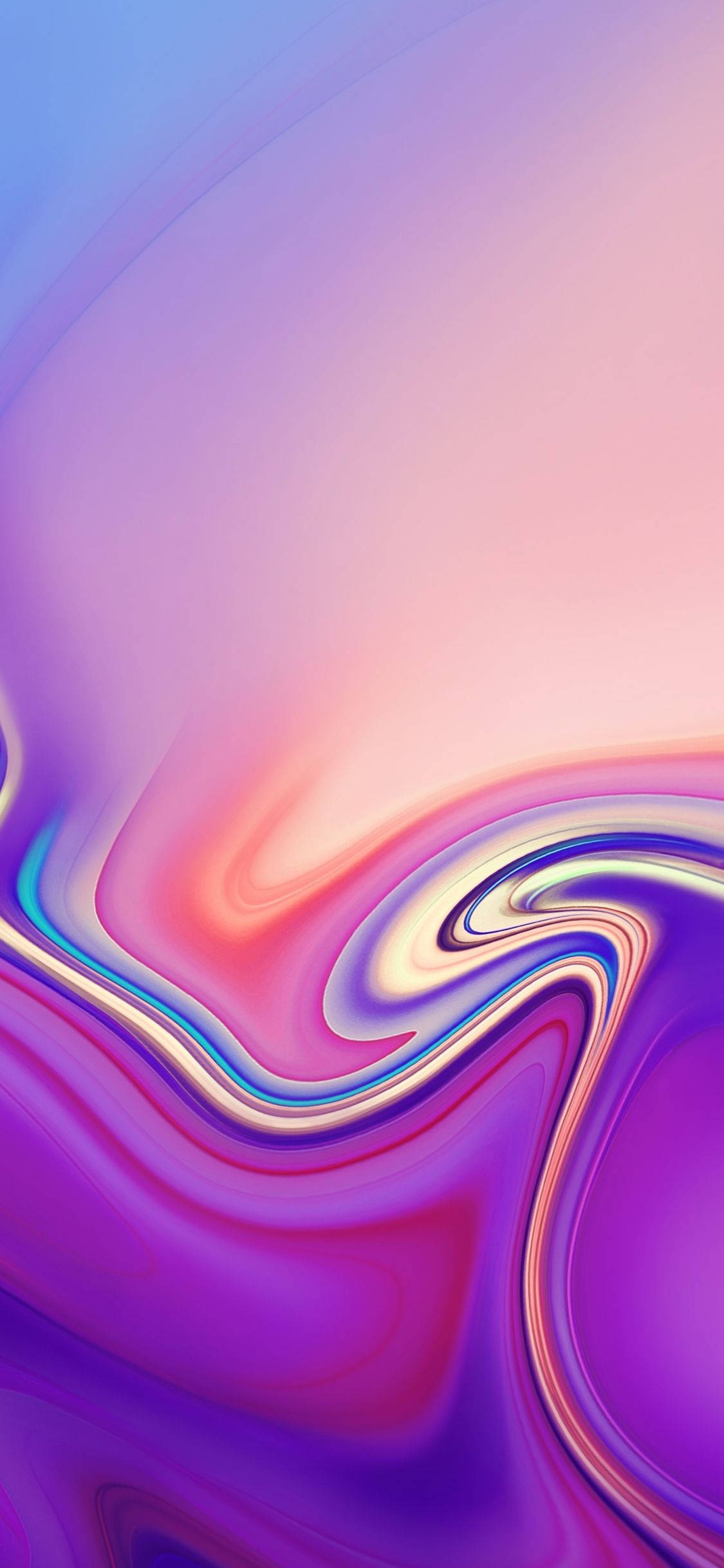 Note 10 桌布 壁紙 — 充滿活力的旋轉液體色彩以紫色、粉紅色和藍色的平滑漸變在螢幕上流動。