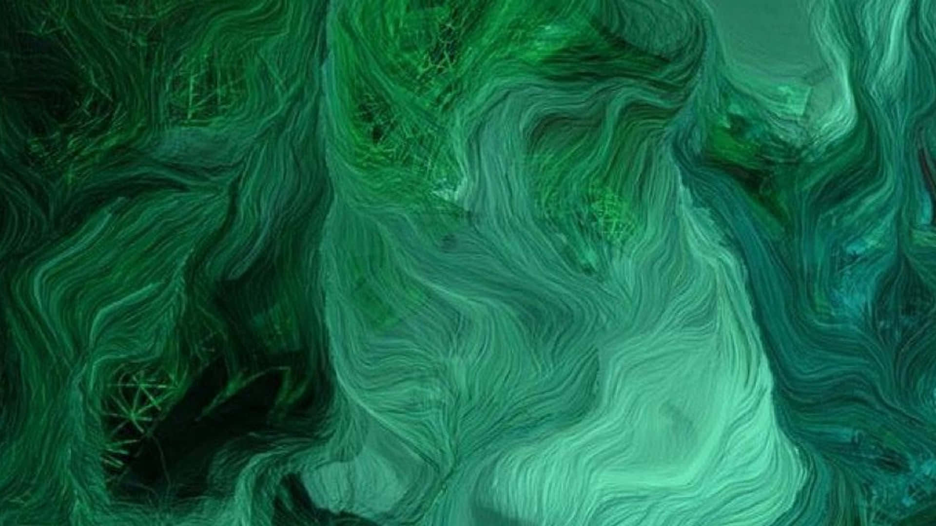美學 桌布 壁紙 — 充滿活力的旋轉翠綠色抽象圖案像液體大理石一樣流動，帶有複雜的分層紋理。