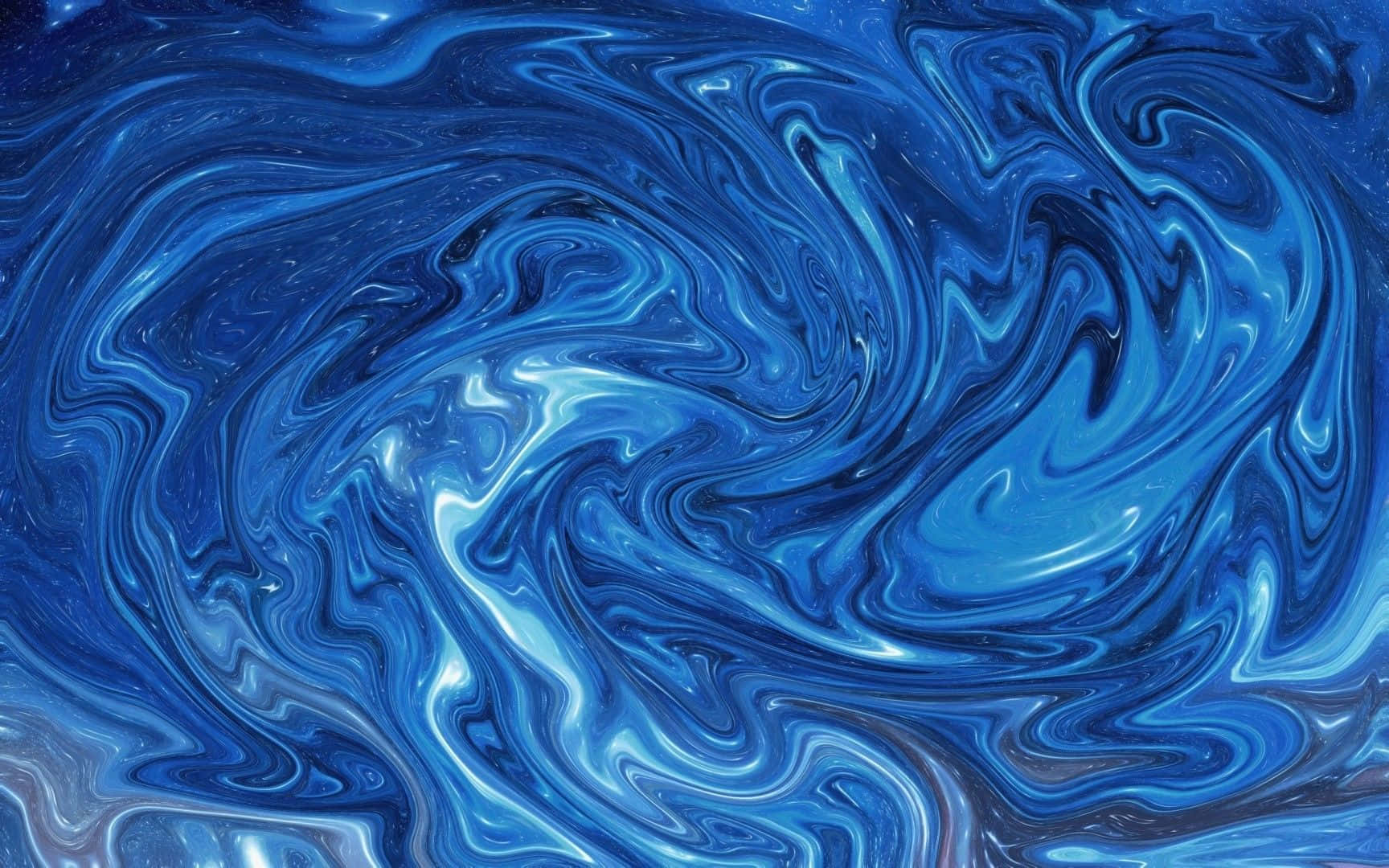 Cool Abstract 桌布 壁紙 — 充滿活力的旋轉藍色和銀色創造出帶有光澤高光的動態抽象流體藝術圖案。
