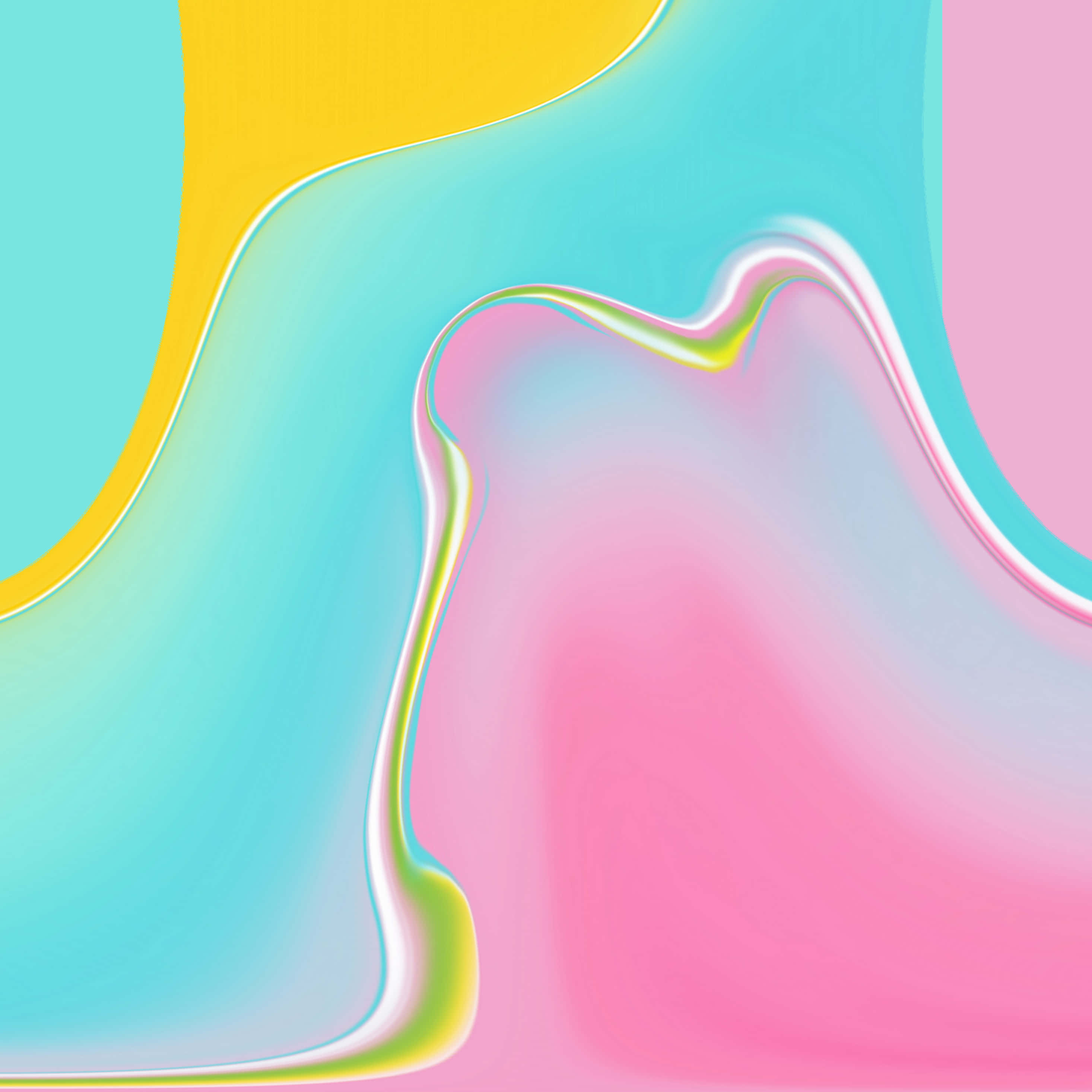 Liquid 桌布 壁紙 — 充滿活力的柔和色彩以光滑、有光澤的波浪流動，創造出夢幻般的抽象數位藝術作品。