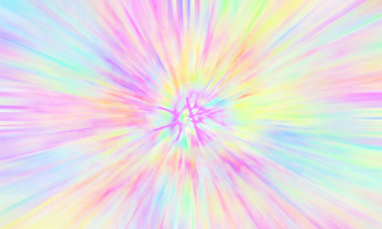 Pastel Tie Dye 桌布 壁紙 — 充滿活力的柔和色調光線從中心點向外迸發，形成柔和抽象的色彩爆炸。