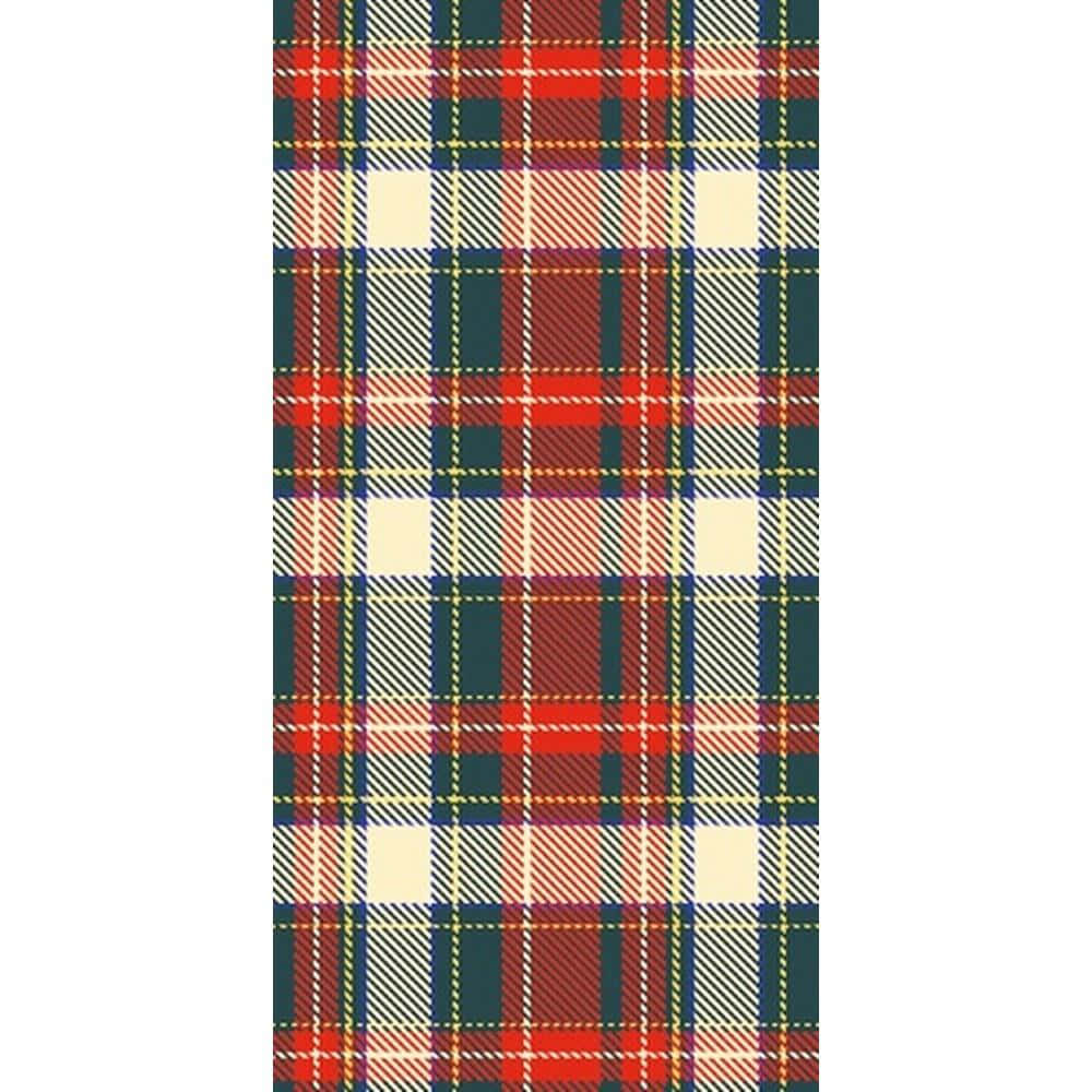 Plaid 桌布 壁紙 — 充滿活力的格子圖案，以紅色、海軍藍和奶油色條紋形成經典的蘇格蘭格紋設計。